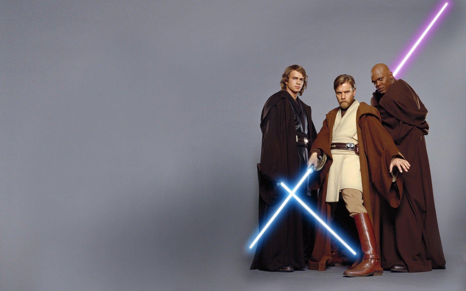 Star Wars, Lightsabers, Anakin Skywalker, Obi Wan Kenobi, Mace Windu, Jedi Master Wallpaper
