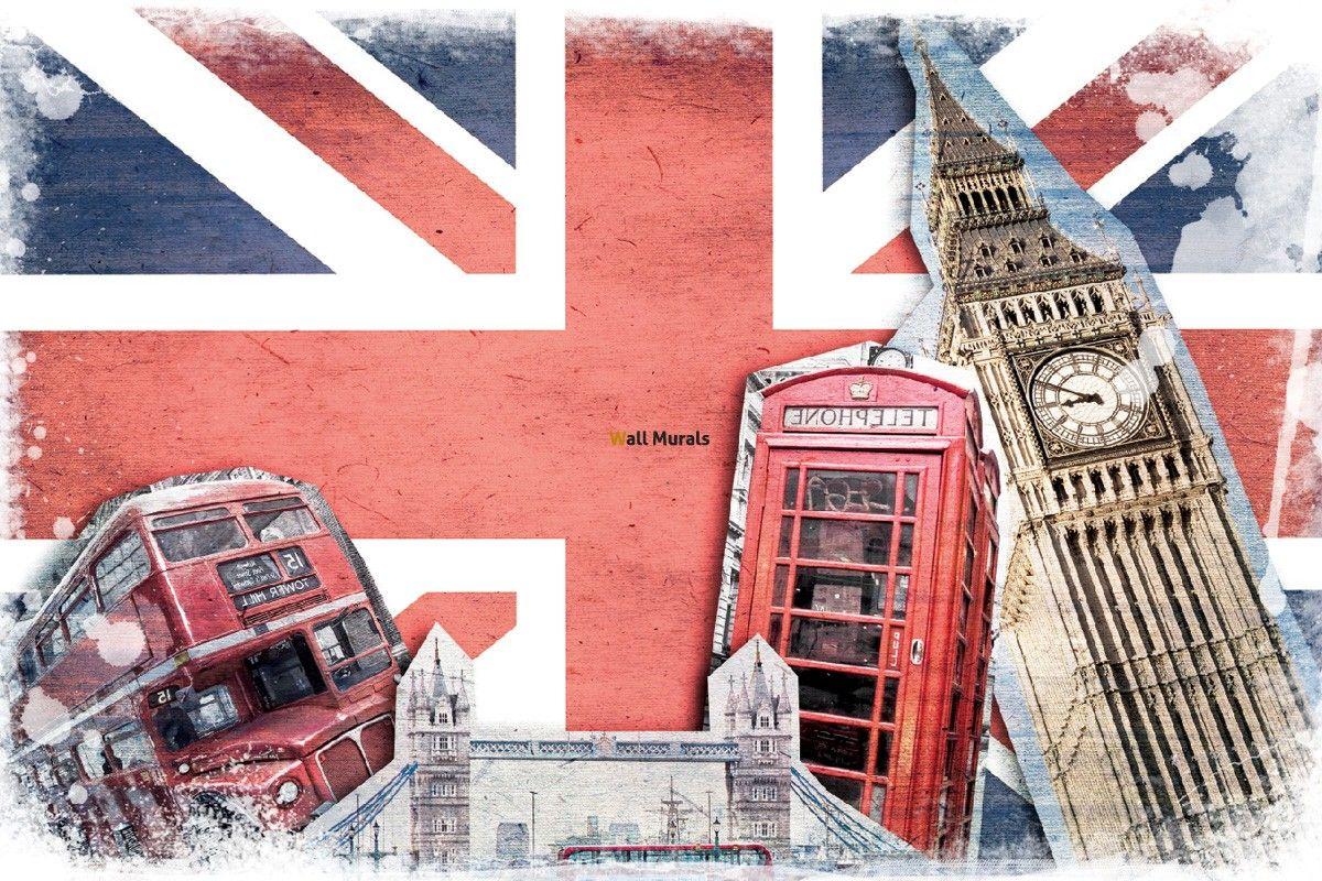 collage of London with national flag