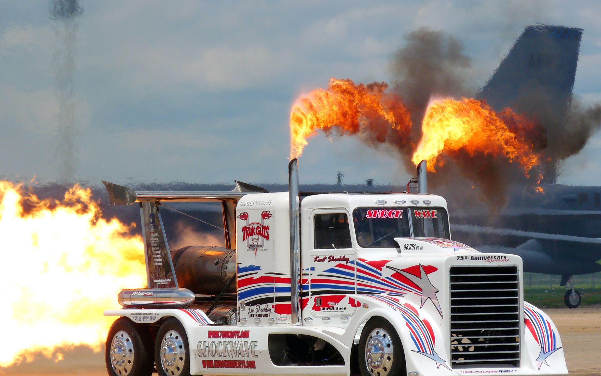 trucks race racing gd drag racing semi tractor big rig fire flames