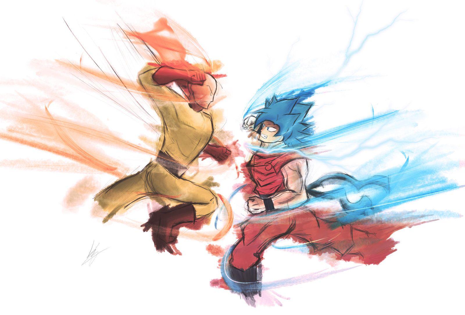 Saitama vs Goku / 4k / One Punch Man / DBZ Super