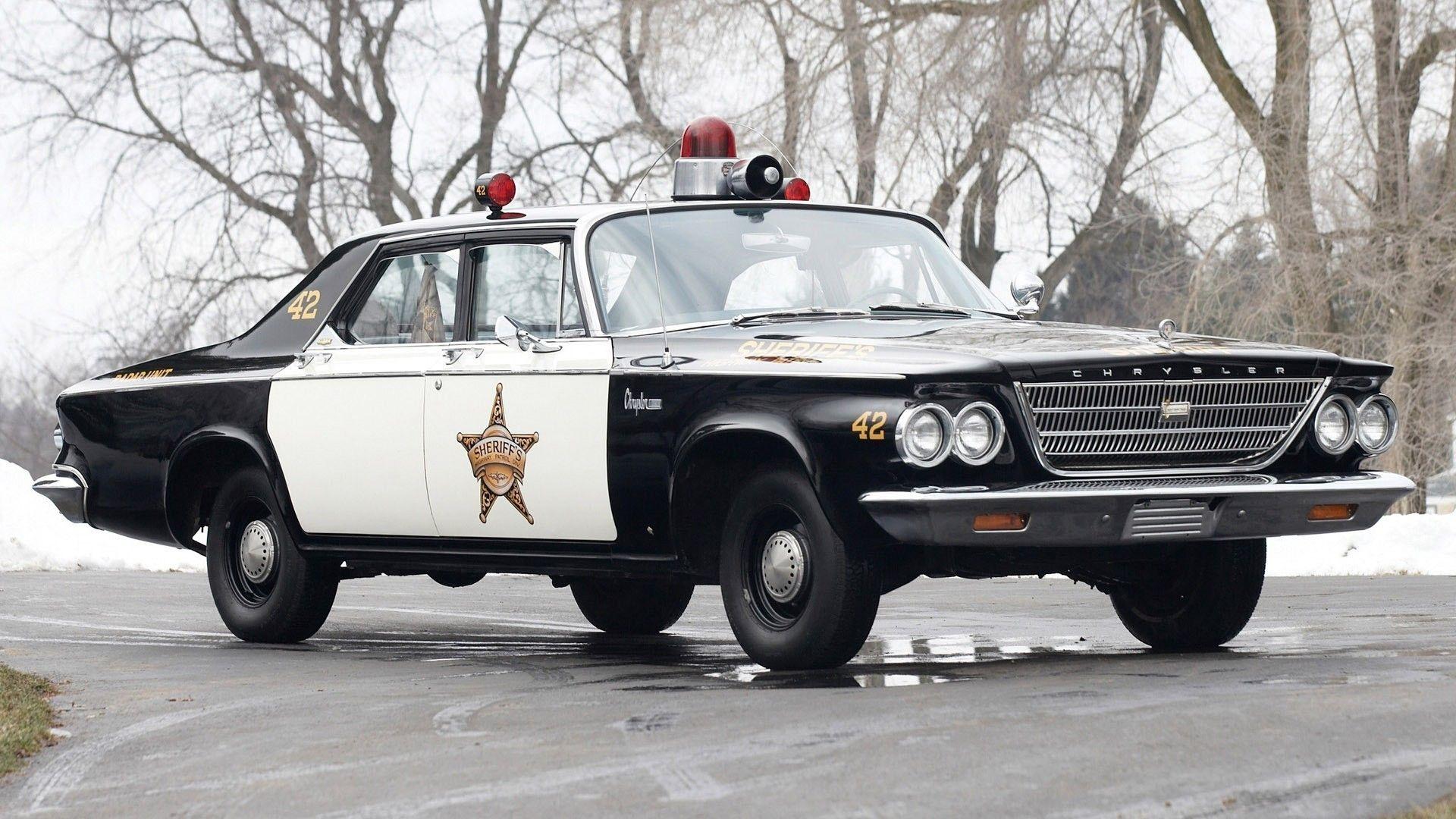 car, Police, Police Cars, Old Car, Chrysler, Sheriff, Road