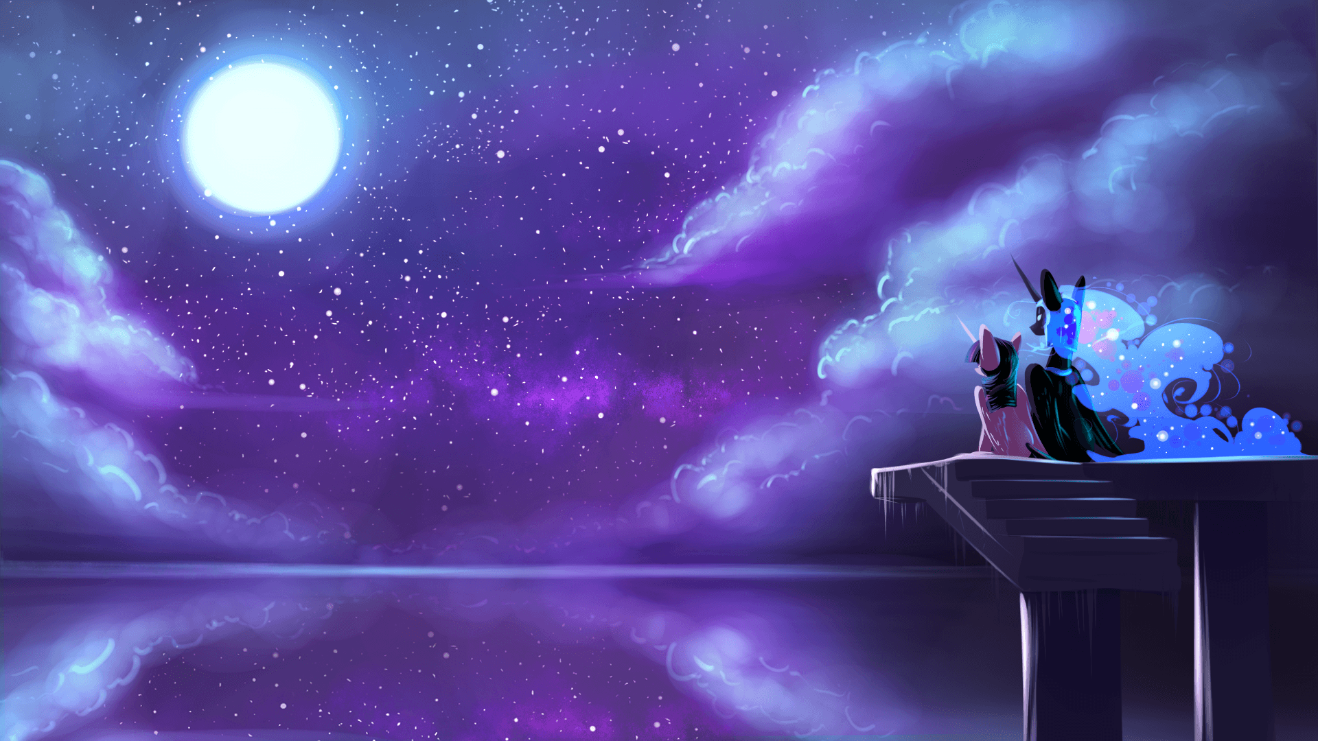 Princess Luna and Twilight Sparkle Wallpaper