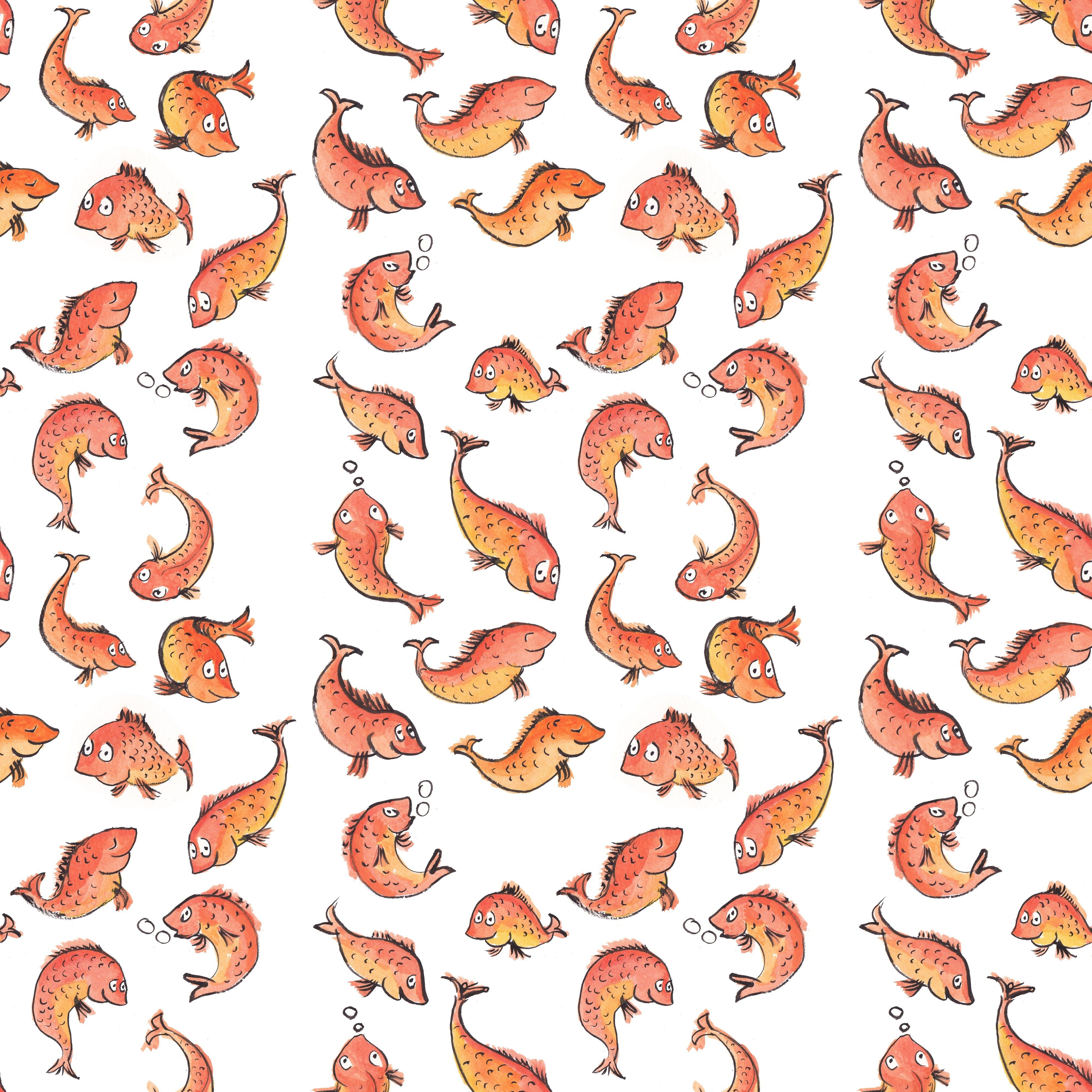 fish, Pattern, Simple, Yellow, Orange, White Wallpaper HD
