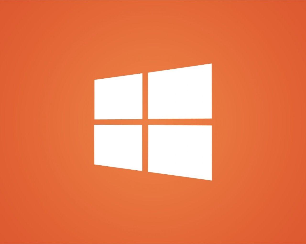 Clean Windows 8 White Logo on Orange desktop PC and Mac