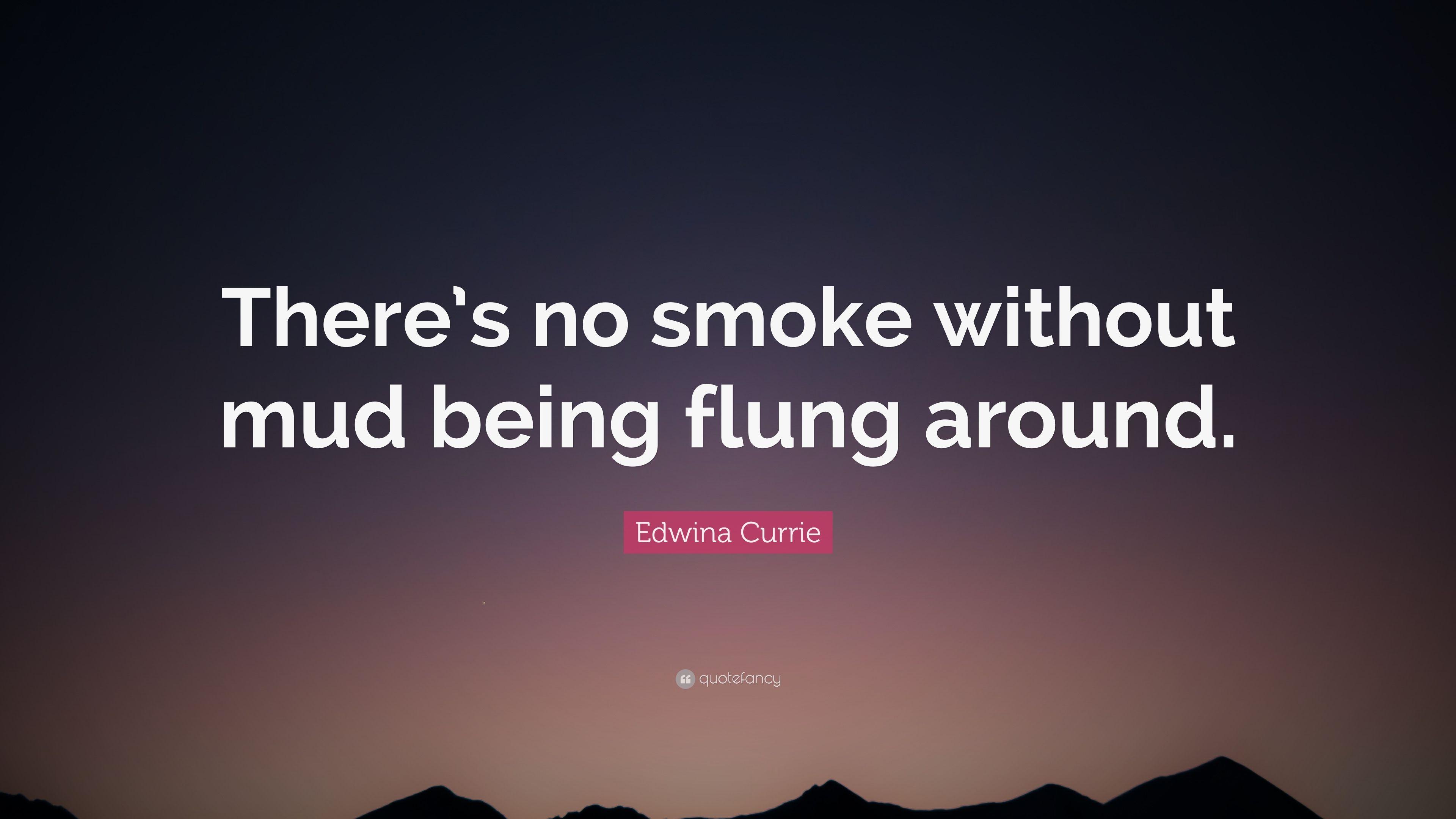 Edwina Currie Quote: “There's no smoke without mud being flung