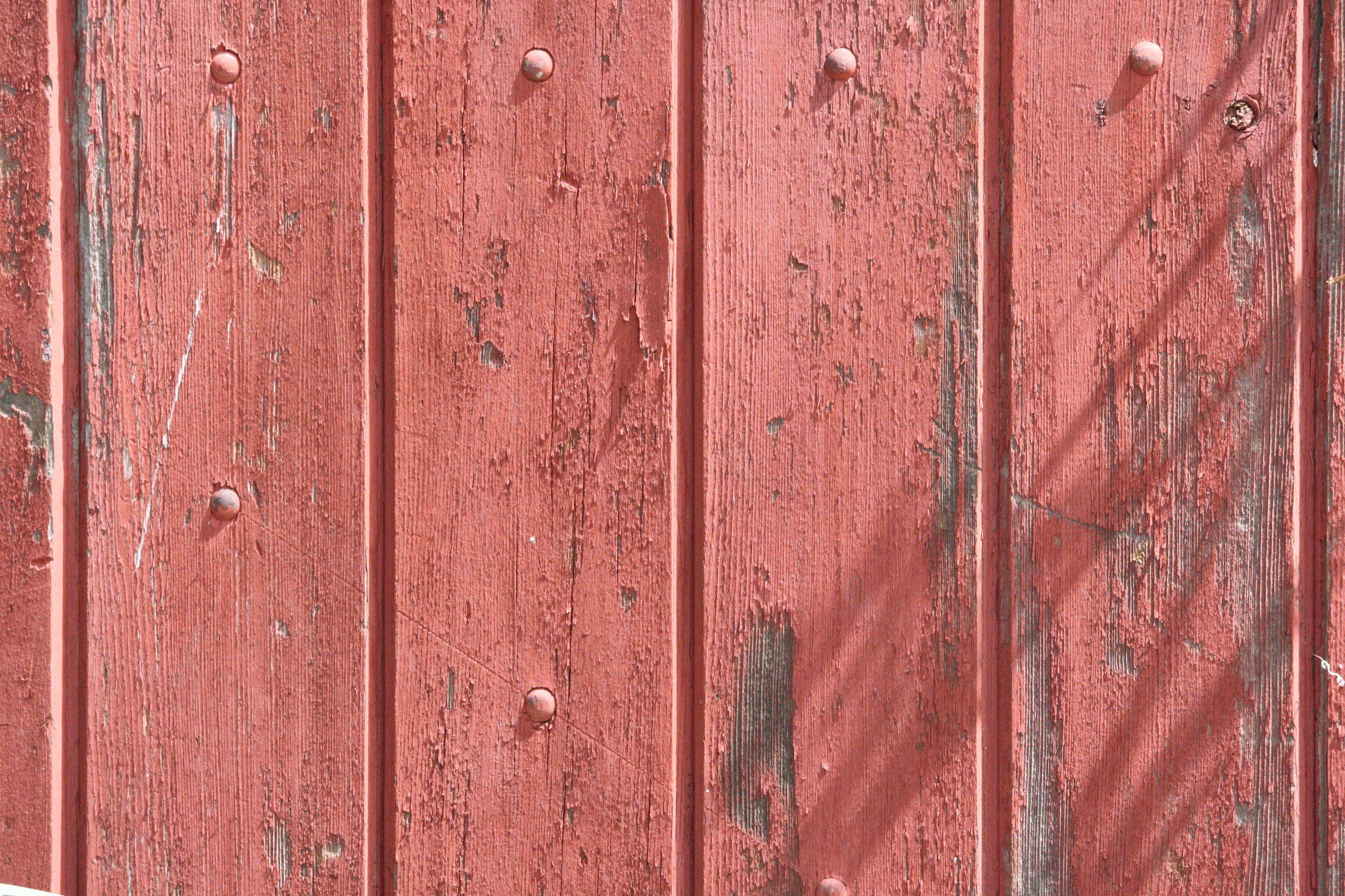 Old Wood Fence with Peeling Red Paint Texture Picture. Free