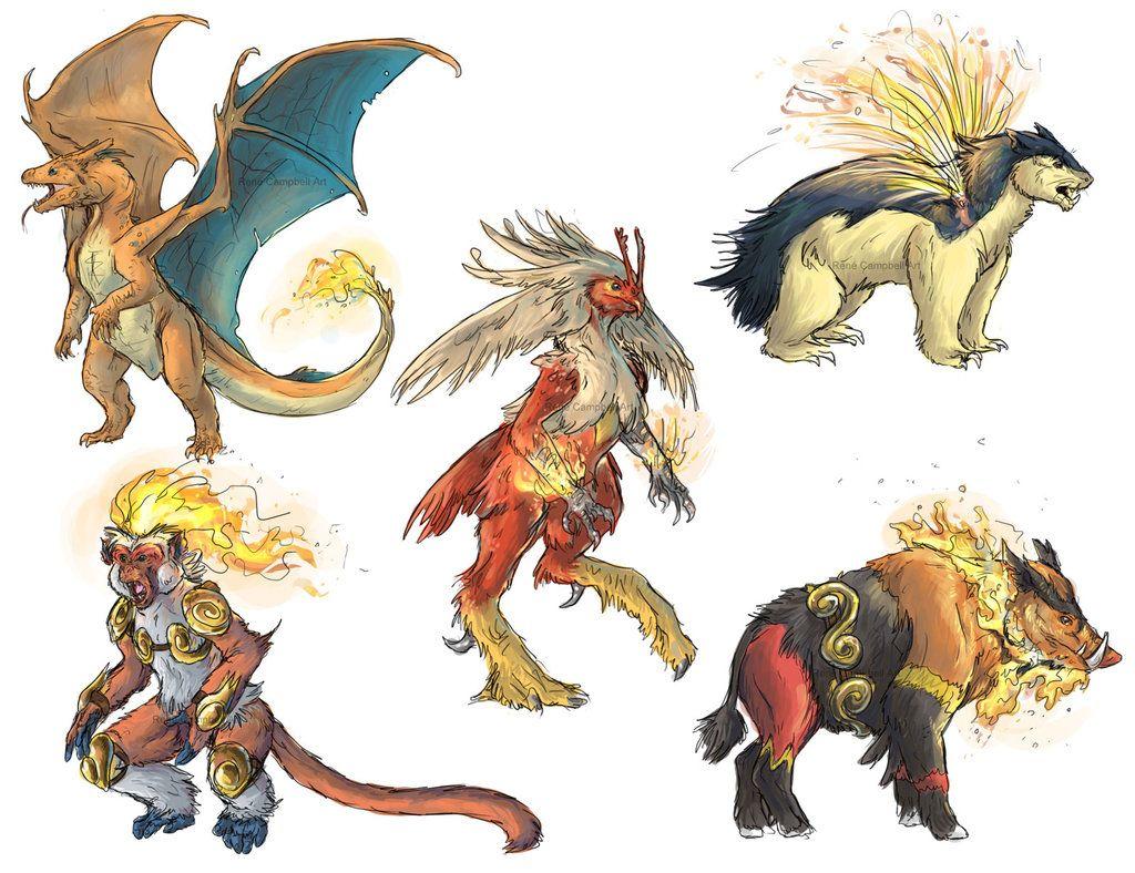 Realistic Pokemon Sketches: Fire Final Evolutions