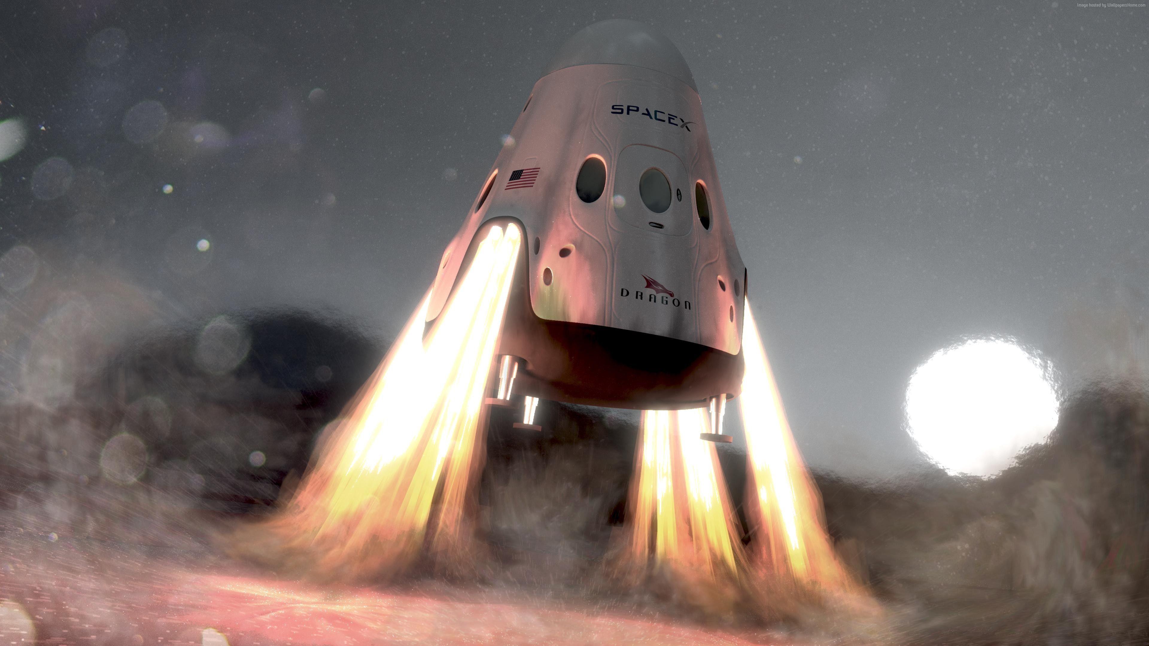 Wallpaper SpaceX, ship, red dragon, mars, Space