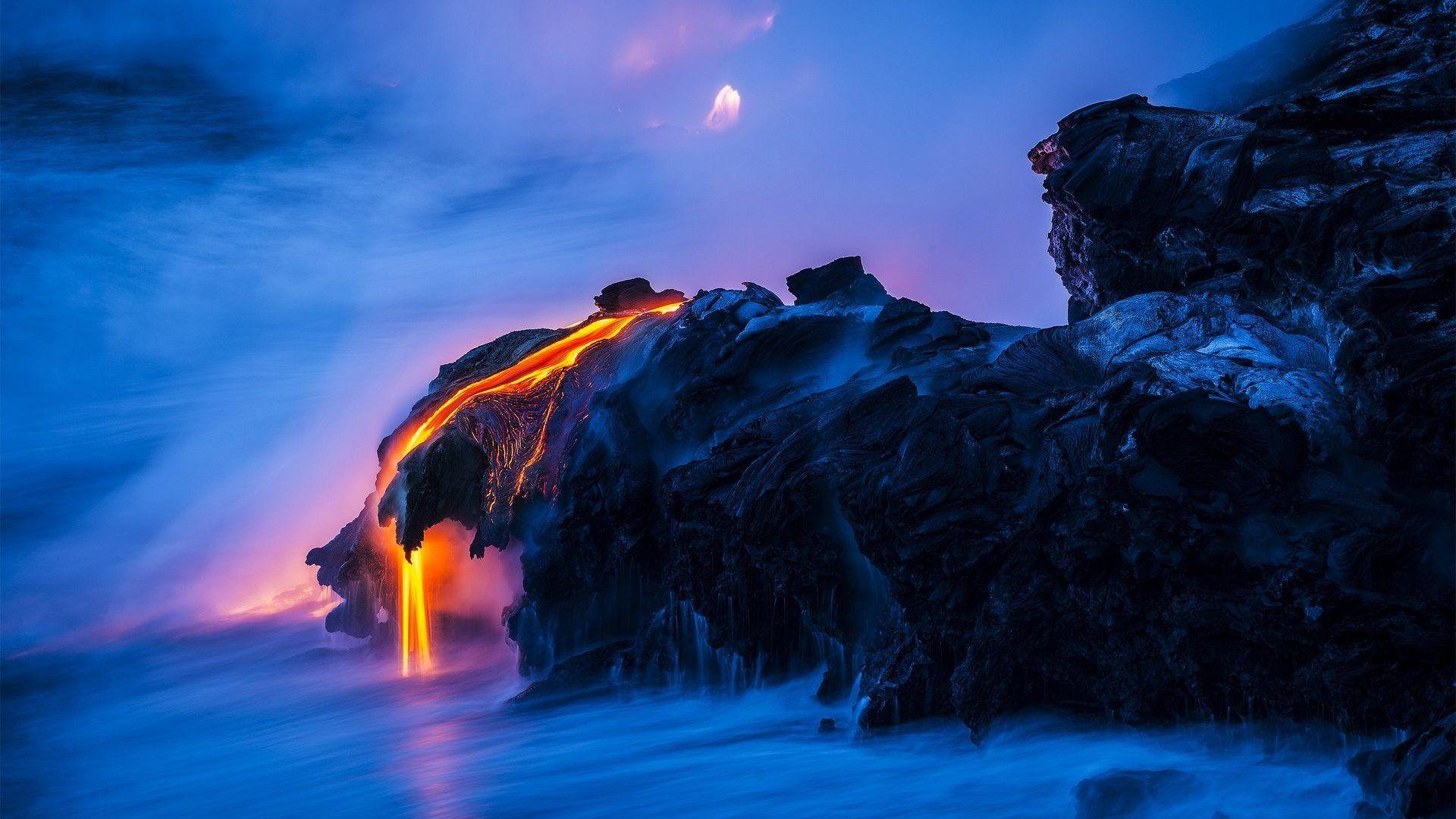 Magma Tag wallpaper: Sea Magma Rocks Nature Water Volcano Lava