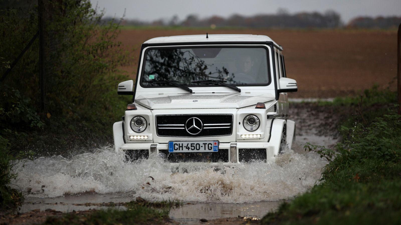 Download Wallpaper Mercedes, G Amg, White, Water, Off Road