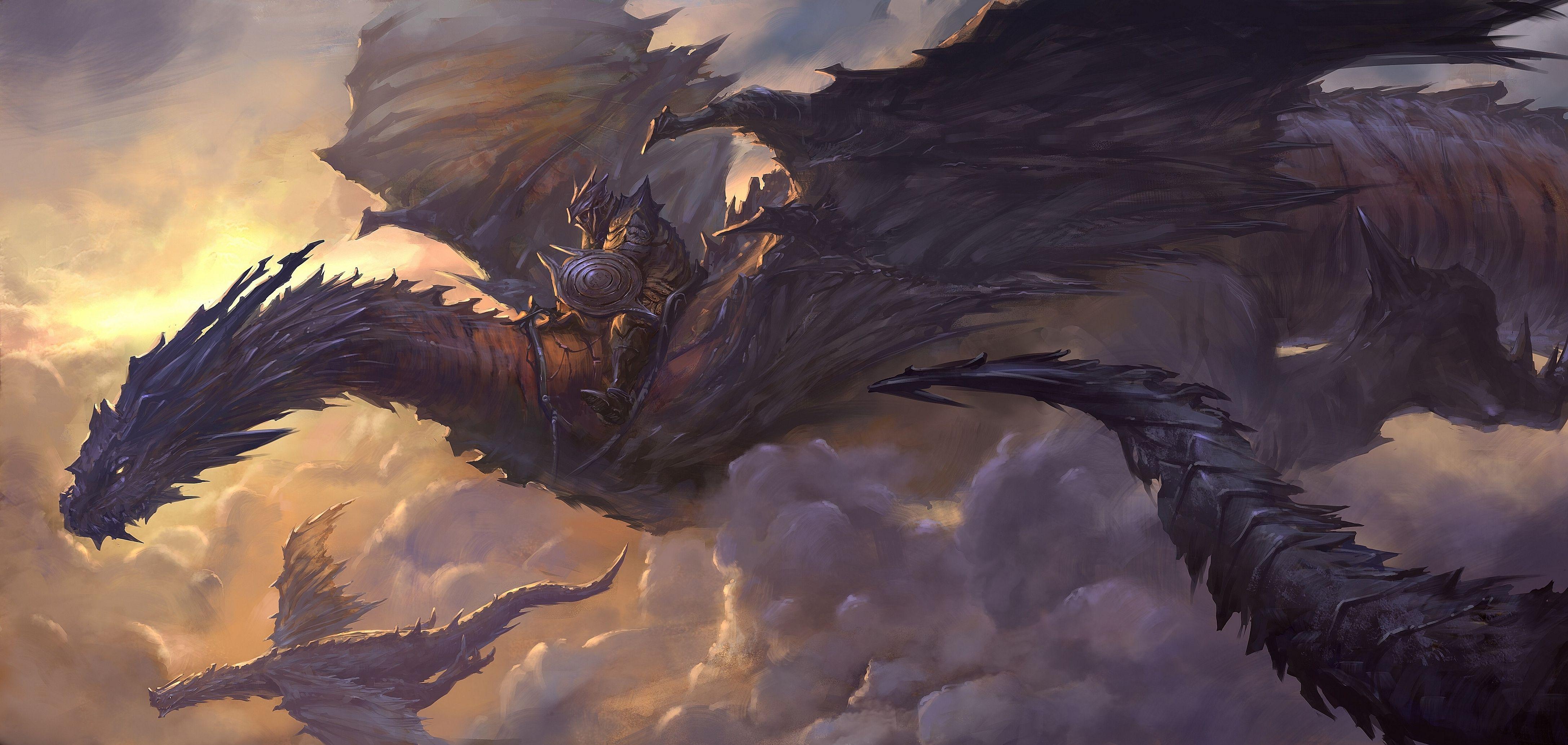 Artwork Clouds DotA 2 Dragon Knight Dragons Fantasy Video Games