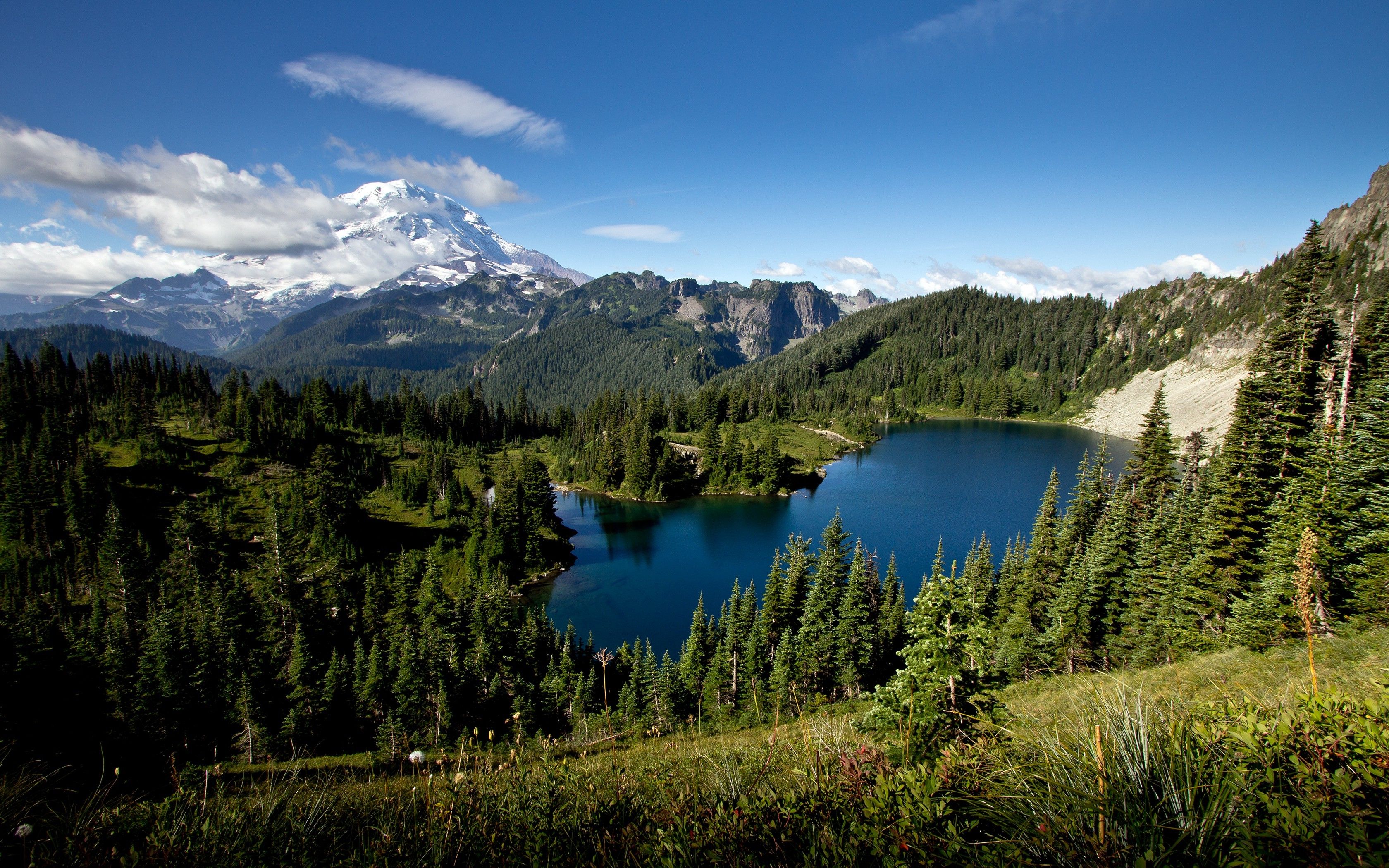 landscape, Nature, Mountain, Lake, Forest, Washington State, Snowy