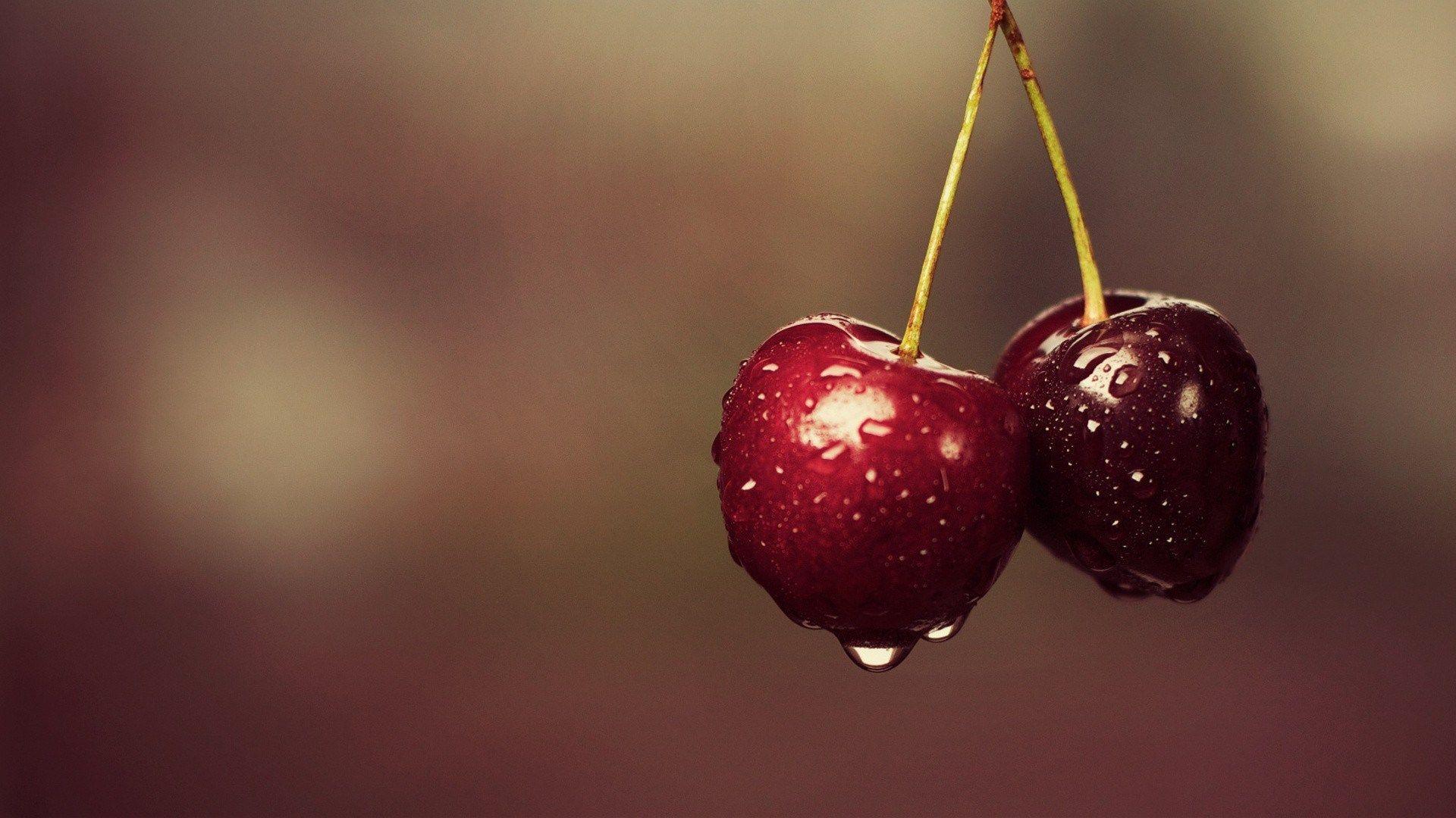 Fruits Cherries Drops HD Wallpaper