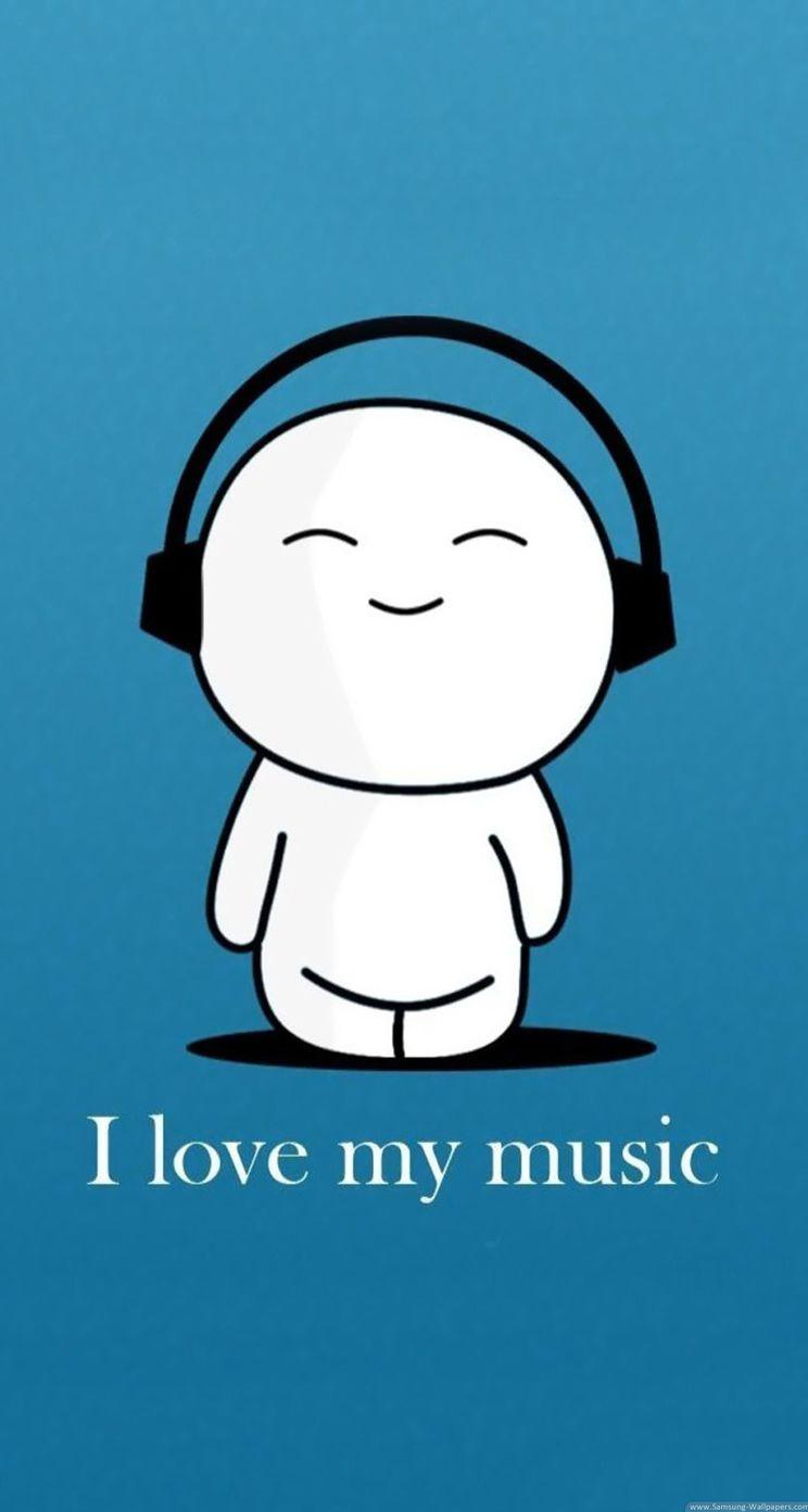 I Love My Music Cartoon iPhone se Wallpaper Download. iPhone