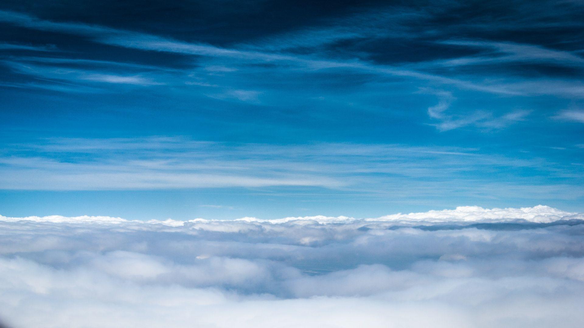 Download Wallpaper 1920x1080 Clouds, Sky, Blue, Shades, Lines, Air