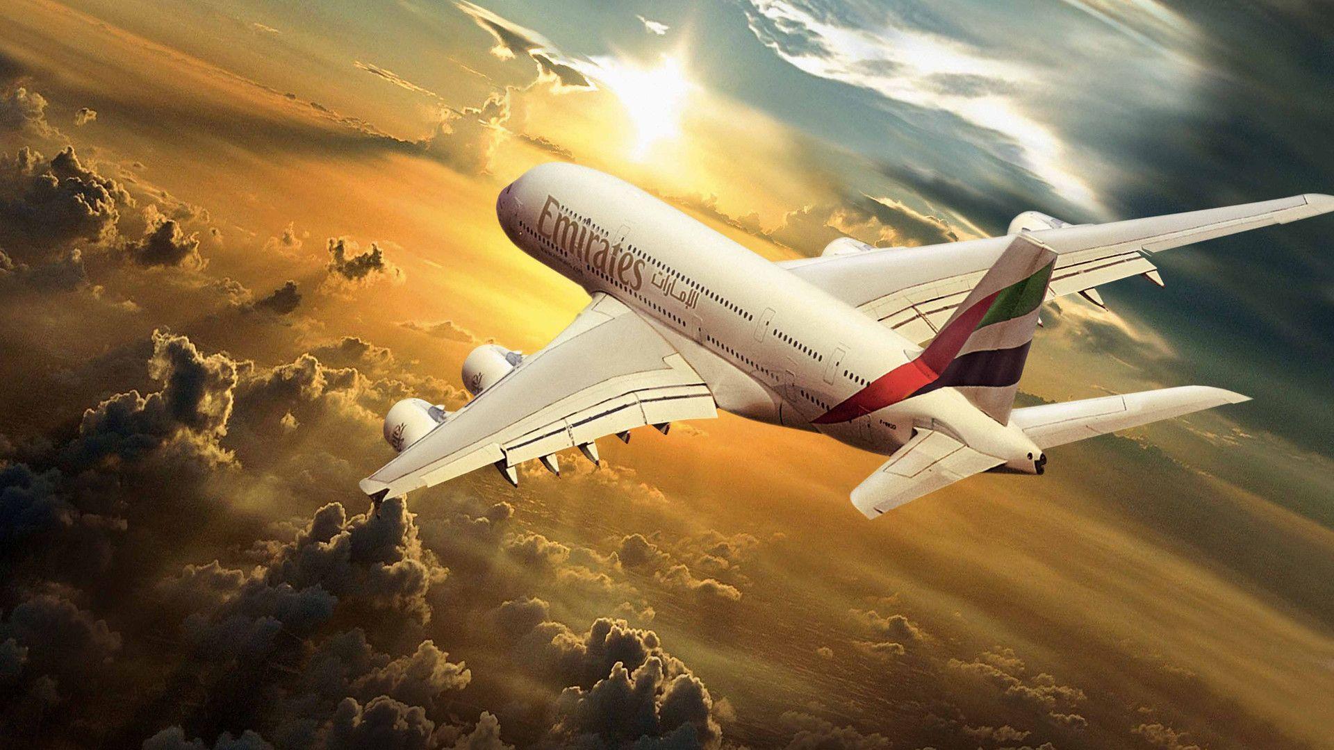 Airbus Emirates Airlines in the sun wallpaper and image
