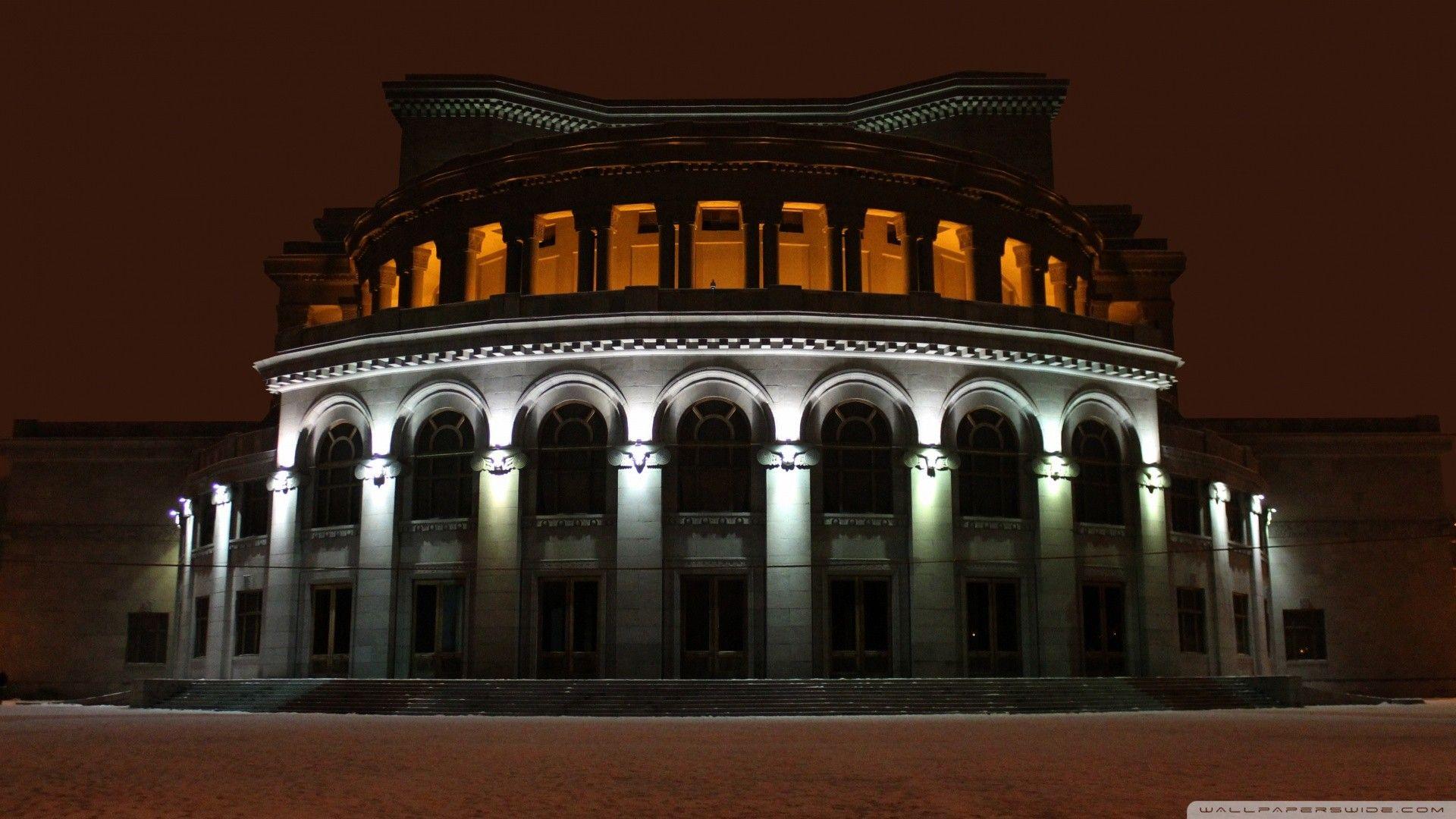 Ancient: Opera House Yerevan Winter Light Building Night Phone
