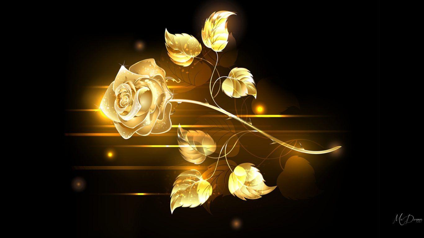 Flowers: Golden Rose Flowers Jewel Shine Gold Glow Floral Lights