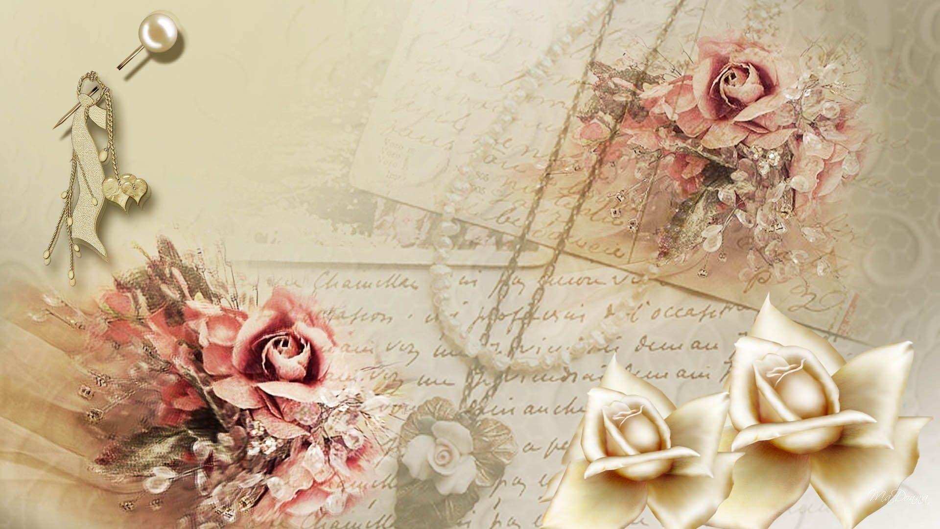 Writing Tag wallpaper: Flowers Abstract Pearl Gold Rose Roses