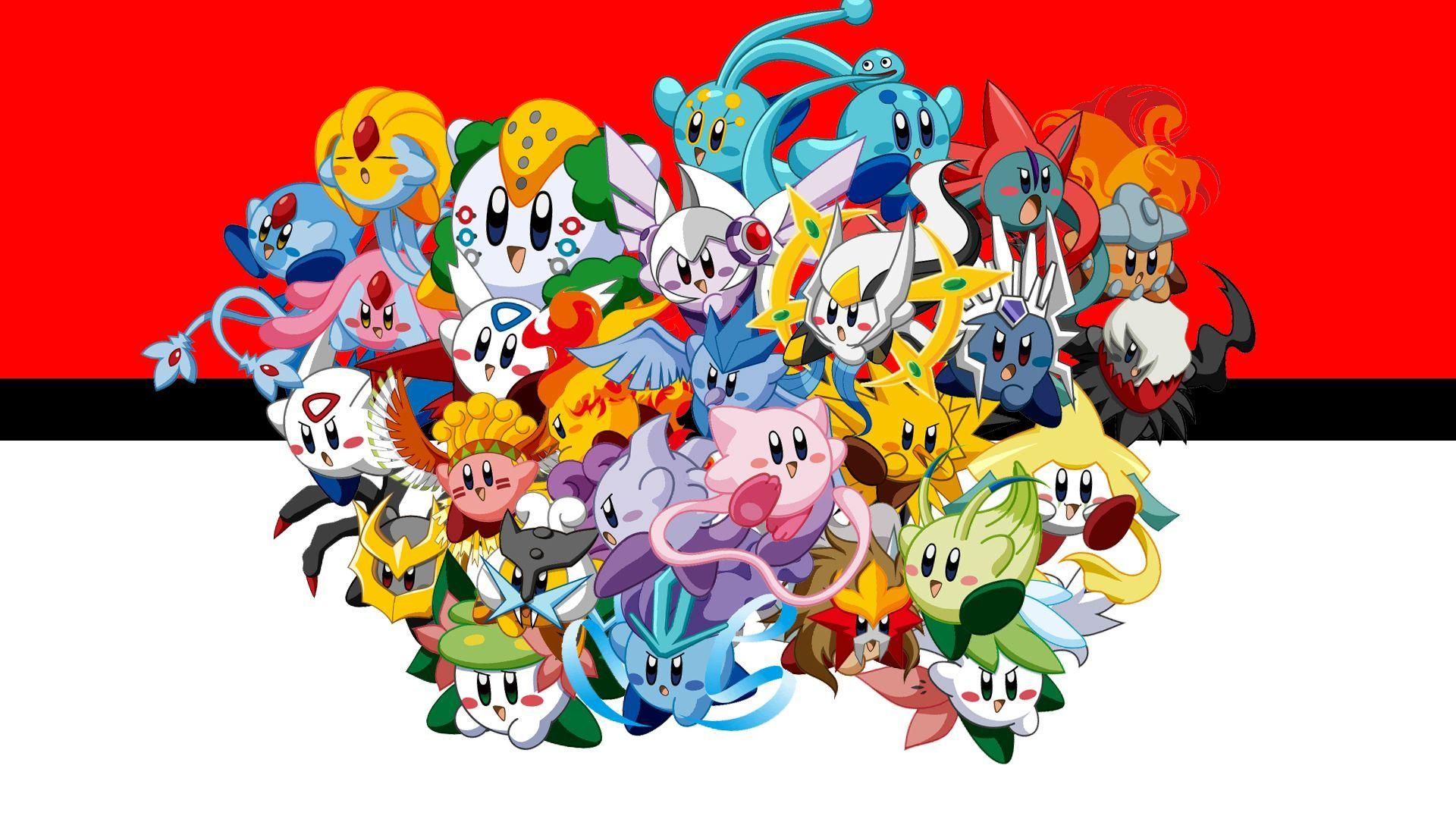 I made a wallpaper with Kirby as (most of) the Legendary Pokémon