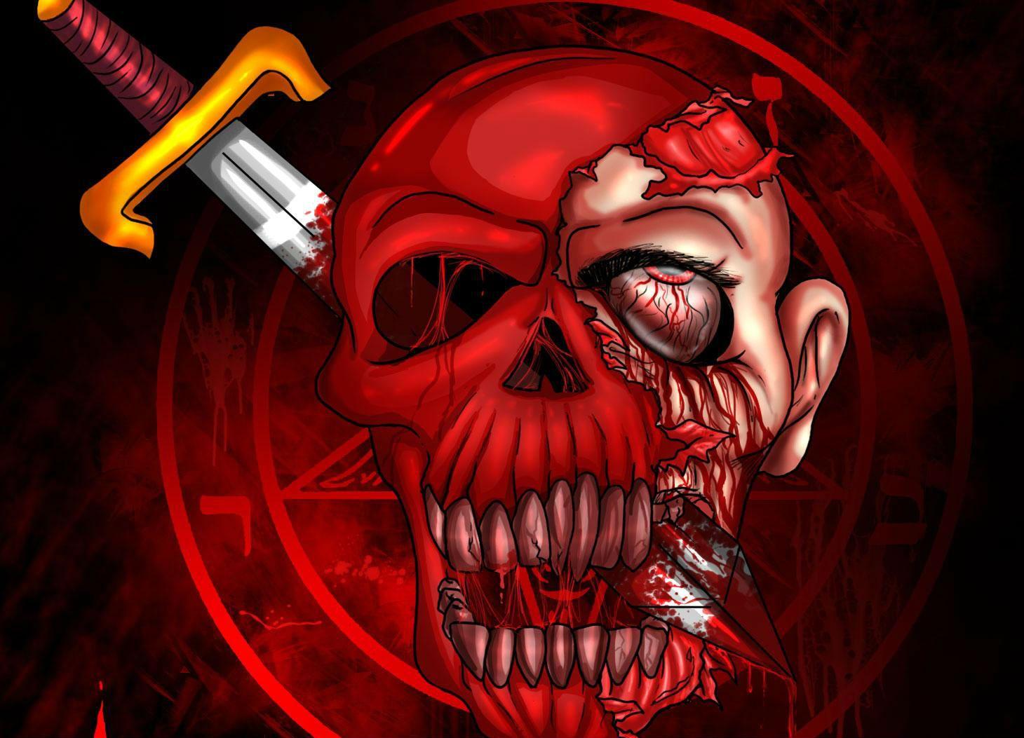 skull skulls dark demon satanic satan evil occult blood HD