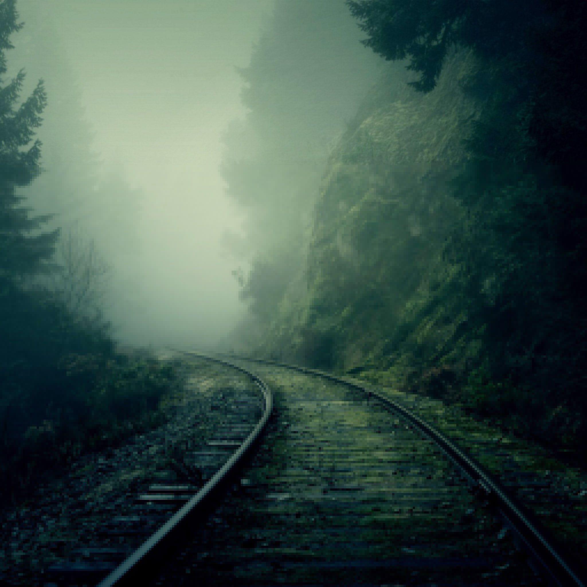 Foggy Train Tracks Forest iPad Air Wallpaper Download. iPhone