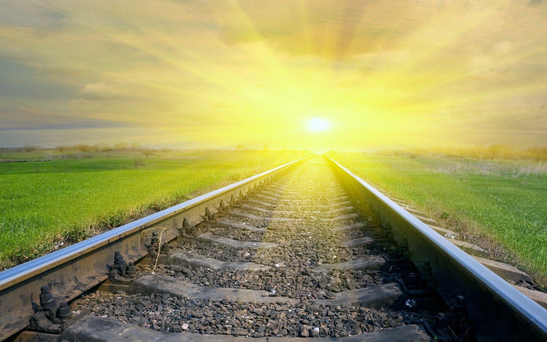 Blinded Sun & Rail Road Tracks wallpaper. Blinded Sun & Rail