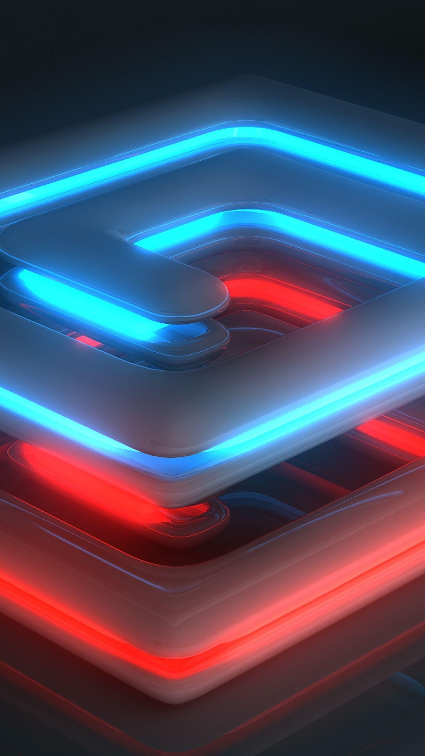 Download Wallpapers 1440x2560 Neon, Light, Spiral, Shape, Surface
