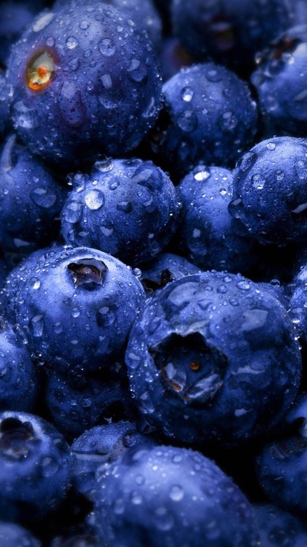 HD Blueberries Fruit Water Drops Android Wallpaper. Blue