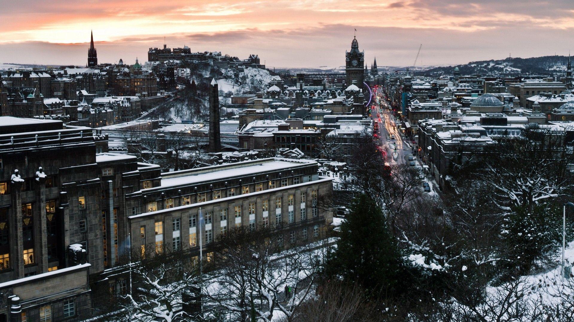Wallpaper edinburgh, scotland, winter, snow, city