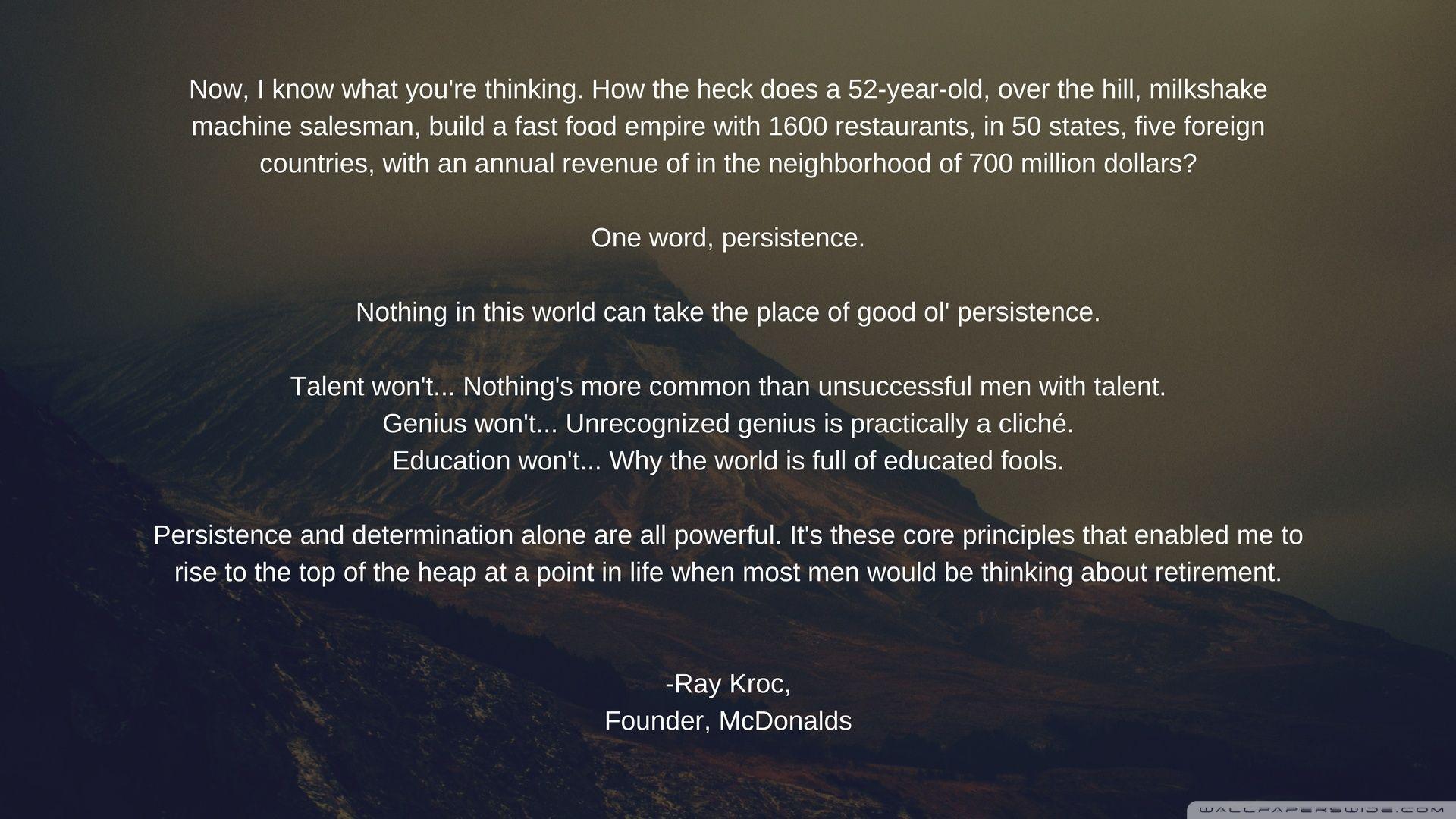 Persistence Kroc, Founder, McDonalds ❤ 4K HD Desktop