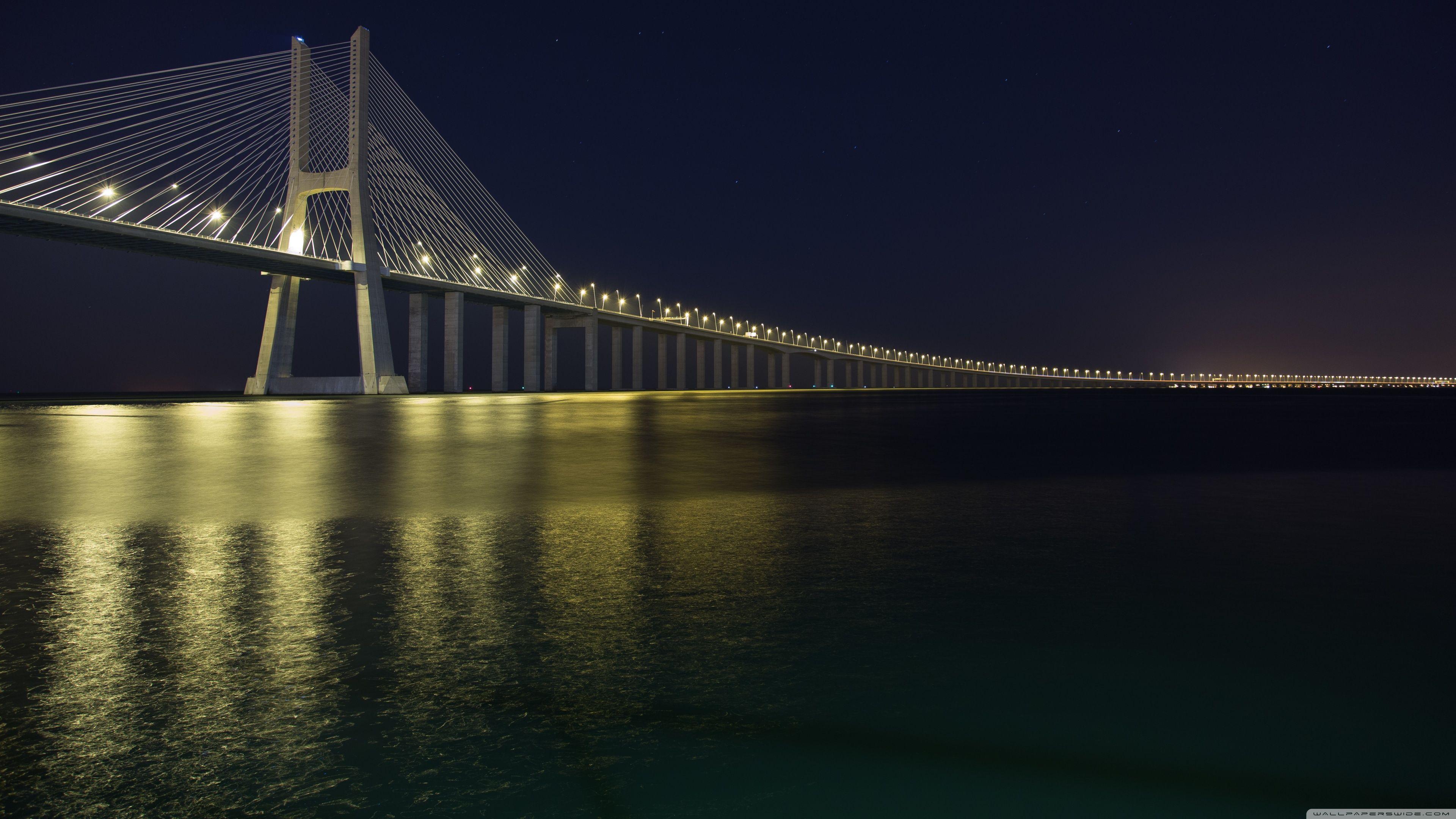 Vasco Da Gama Bridge at Night ❤ 4K HD Desktop Wallpaper for 4K