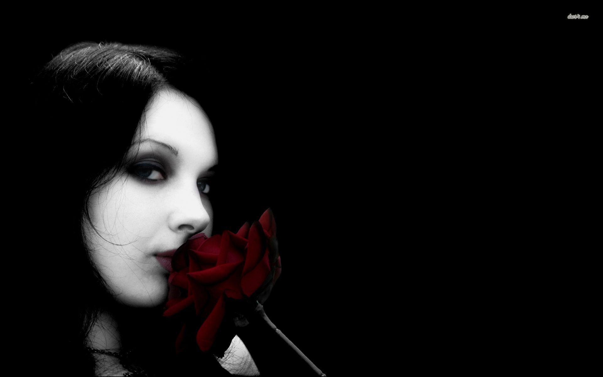 gothic girl roses HD wallpaper
