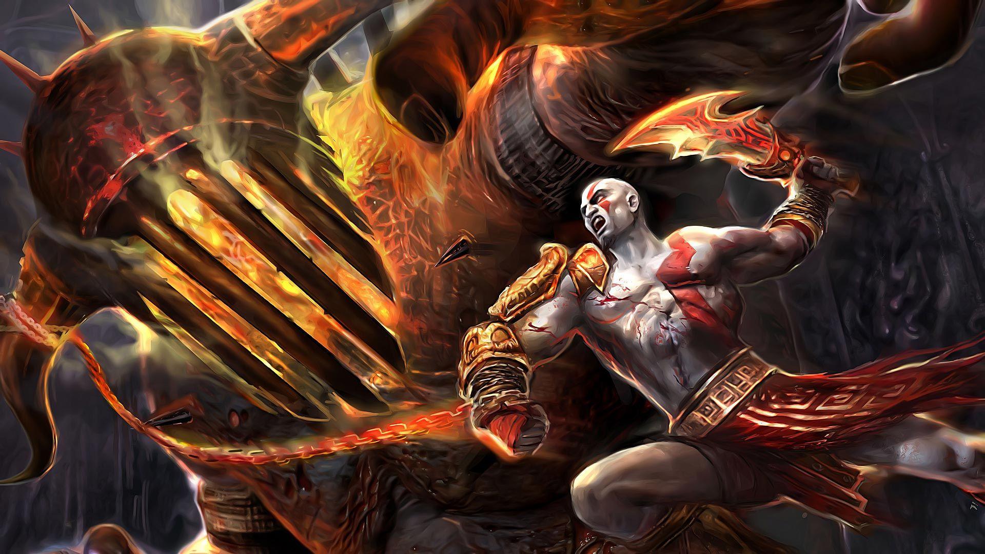 Download 1920x1080 HD Wallpaper god of war 4 kratos fire chain