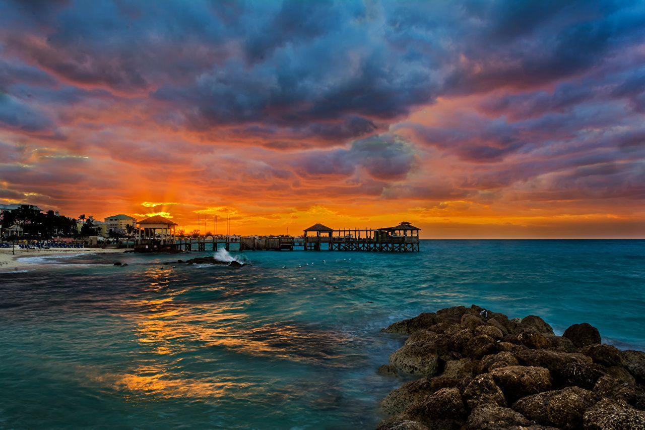 Nassau Bahamas Sea Nature Tropics Sunrises and sunsets Clouds
