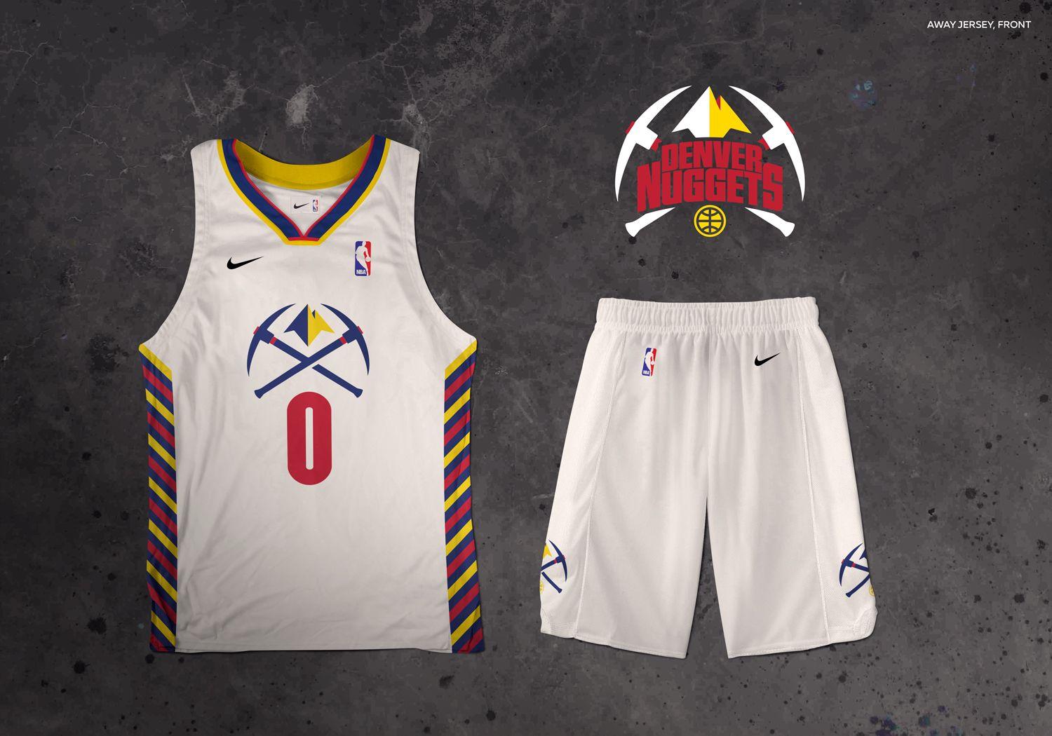Denver Nuggets rebrand idea with uniform and logo mockups