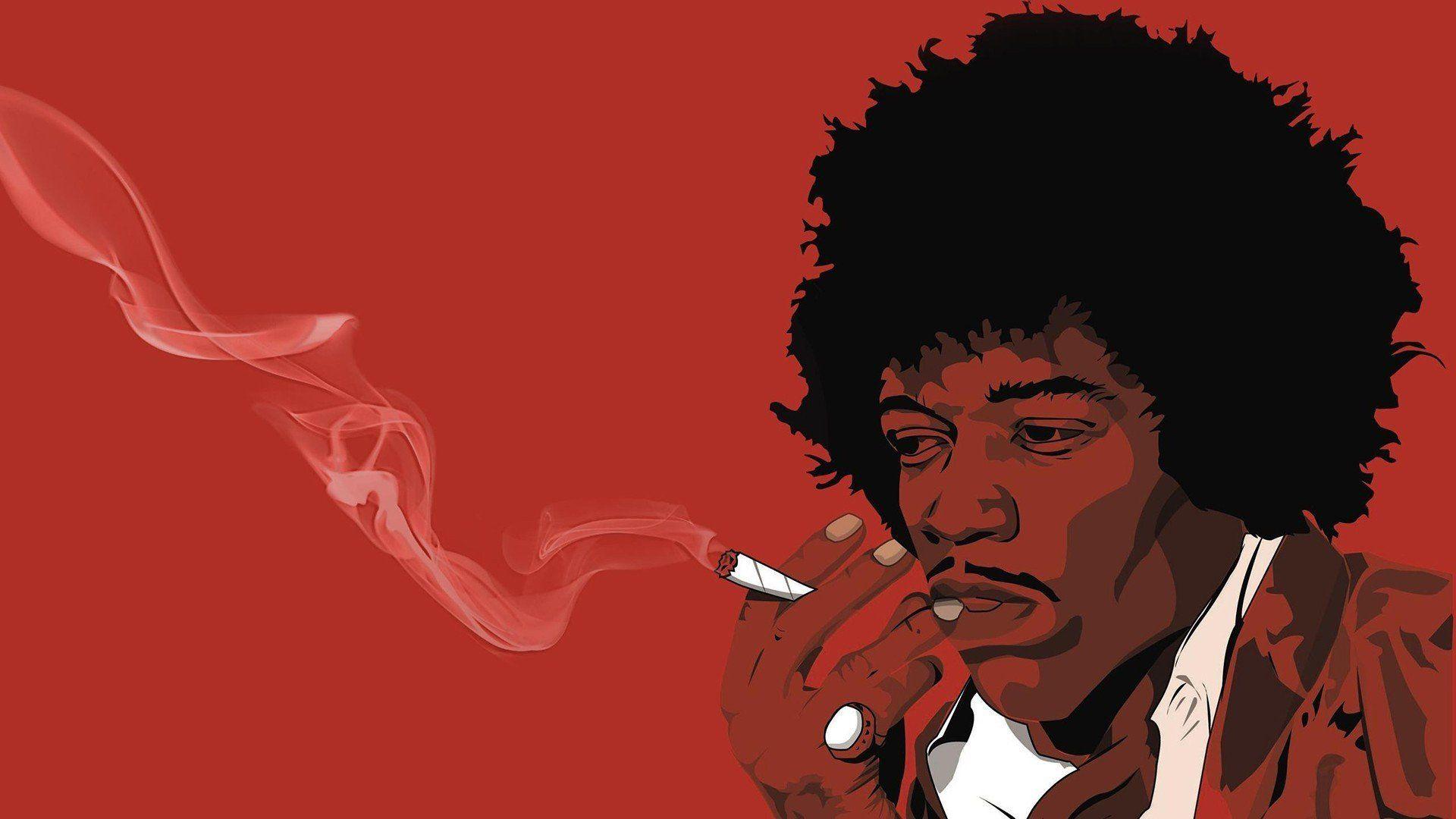 Jimi Hendrix, Musicians, Fan art, Red, Joints HD Wallpaper