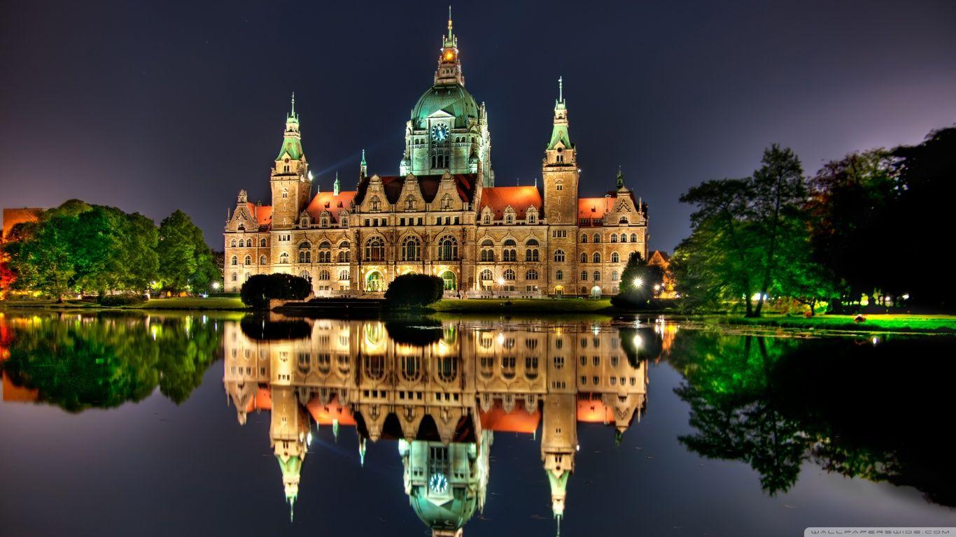 The New City Hall in Hanover, Germany ❤ 4K HD Desktop Wallpaper
