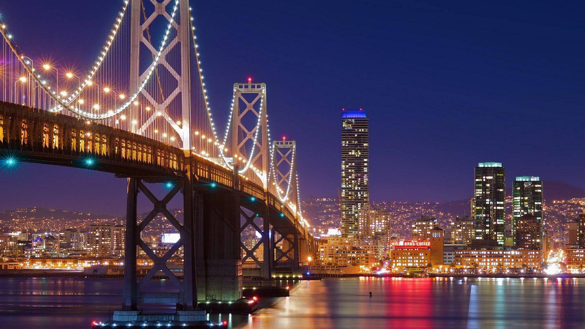San Francisco–Oakland Bay Bridge At Night Wallpaper. Wallpaper