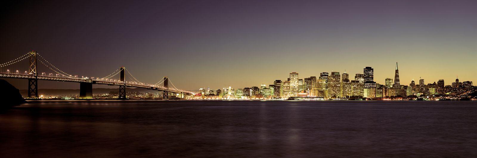 San Francisco Bay Bridge Night Skyline Wallpaper. San Francisco