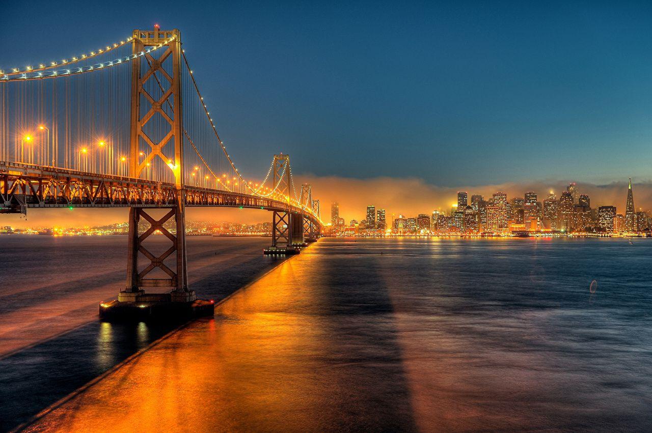 Wallpaper California San Francisco USA Bay Bridge Bridges Night