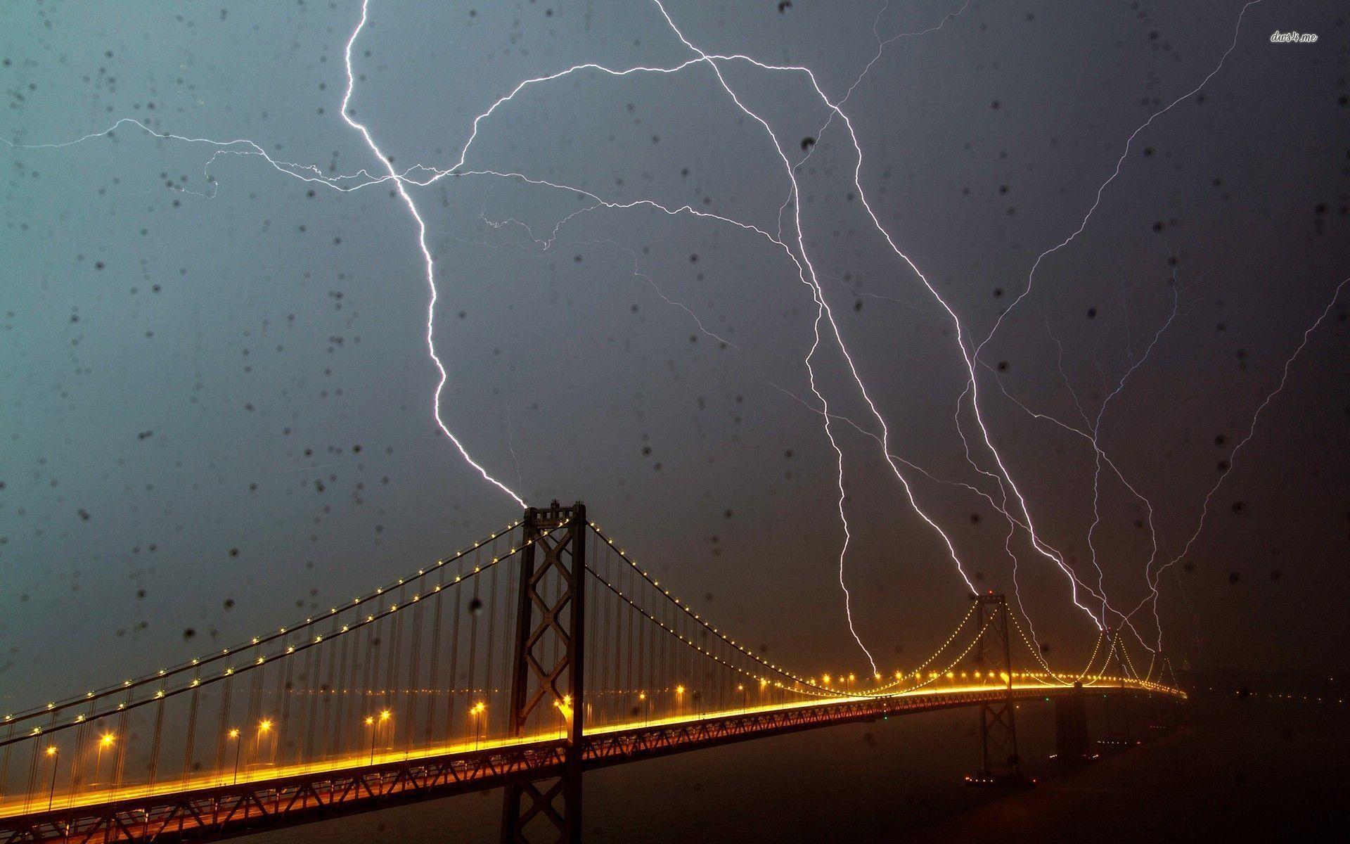 Lightning Over The San Francisco Oakland Bay Bridge