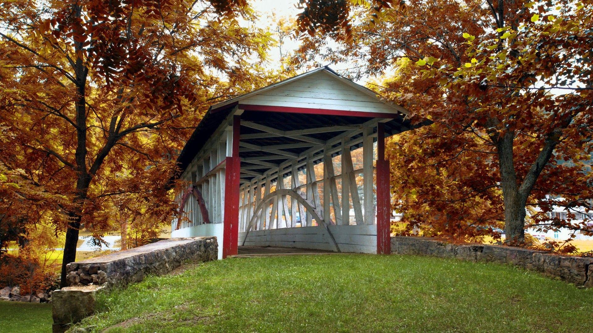Bridges: Knisely Covered Bridge Bedford County Pennsylvania Trees