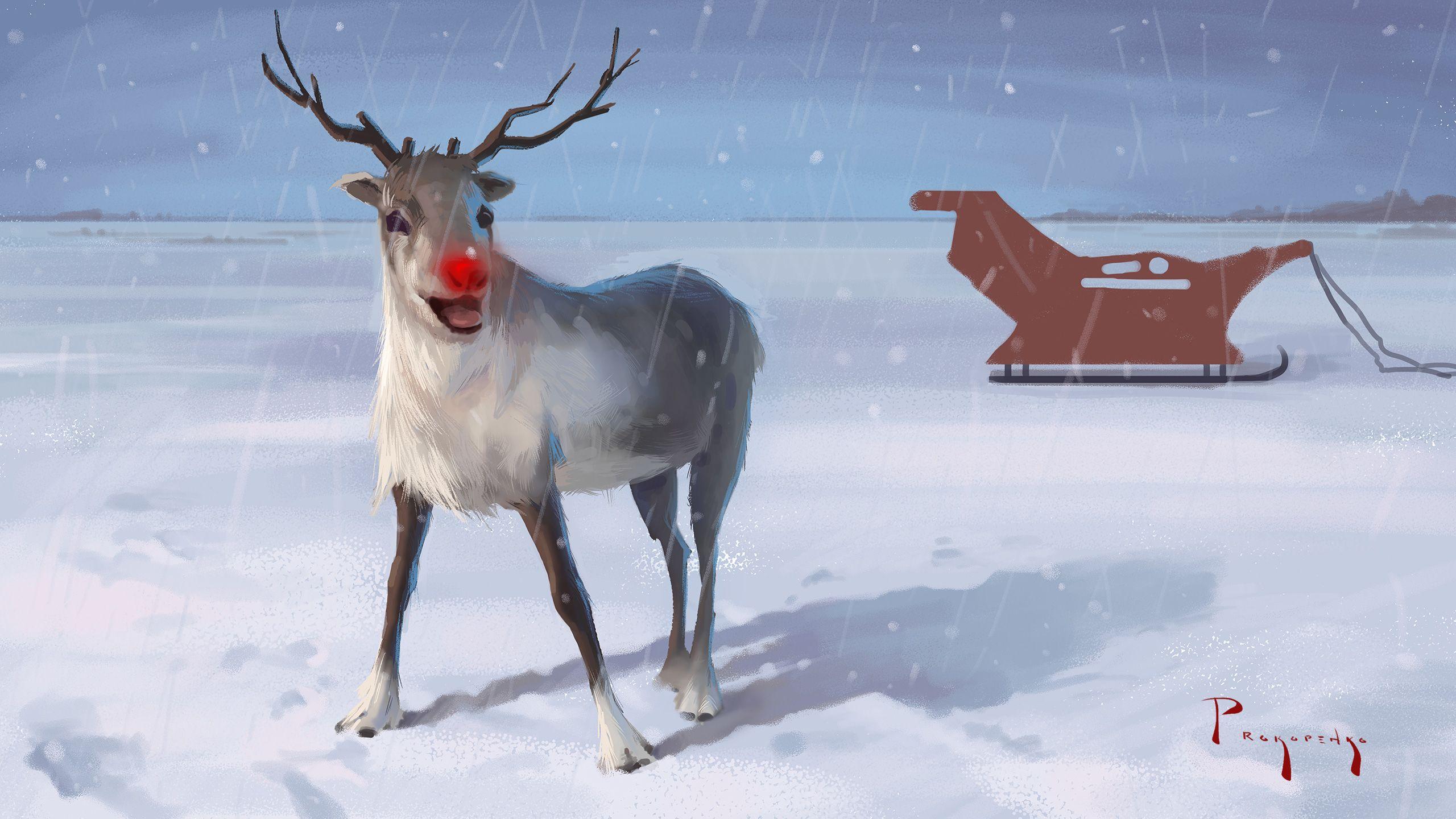 How to Digital Paint Rudolph the Red Nosed Reindeer