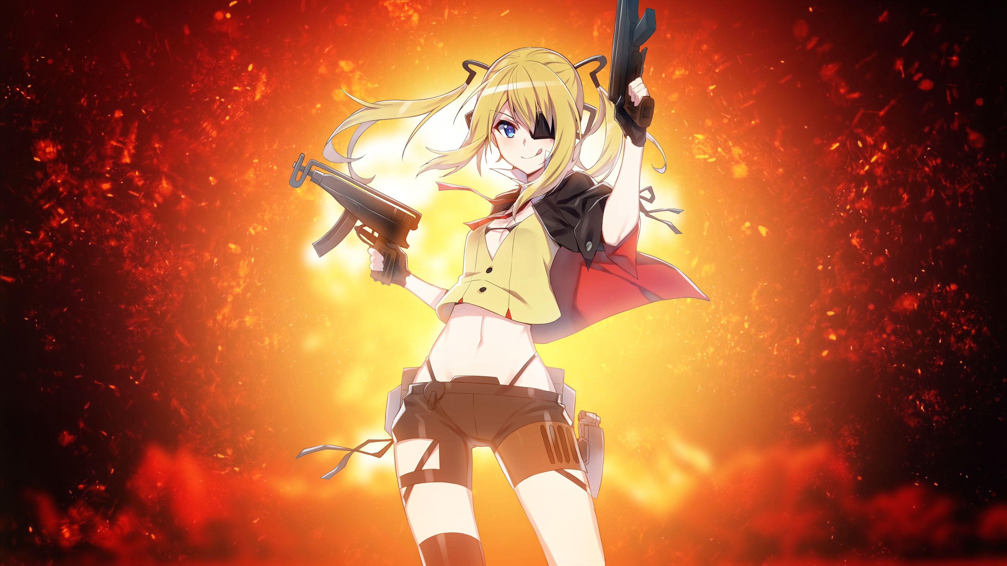 Anime girl Guns 4K Wallpapers