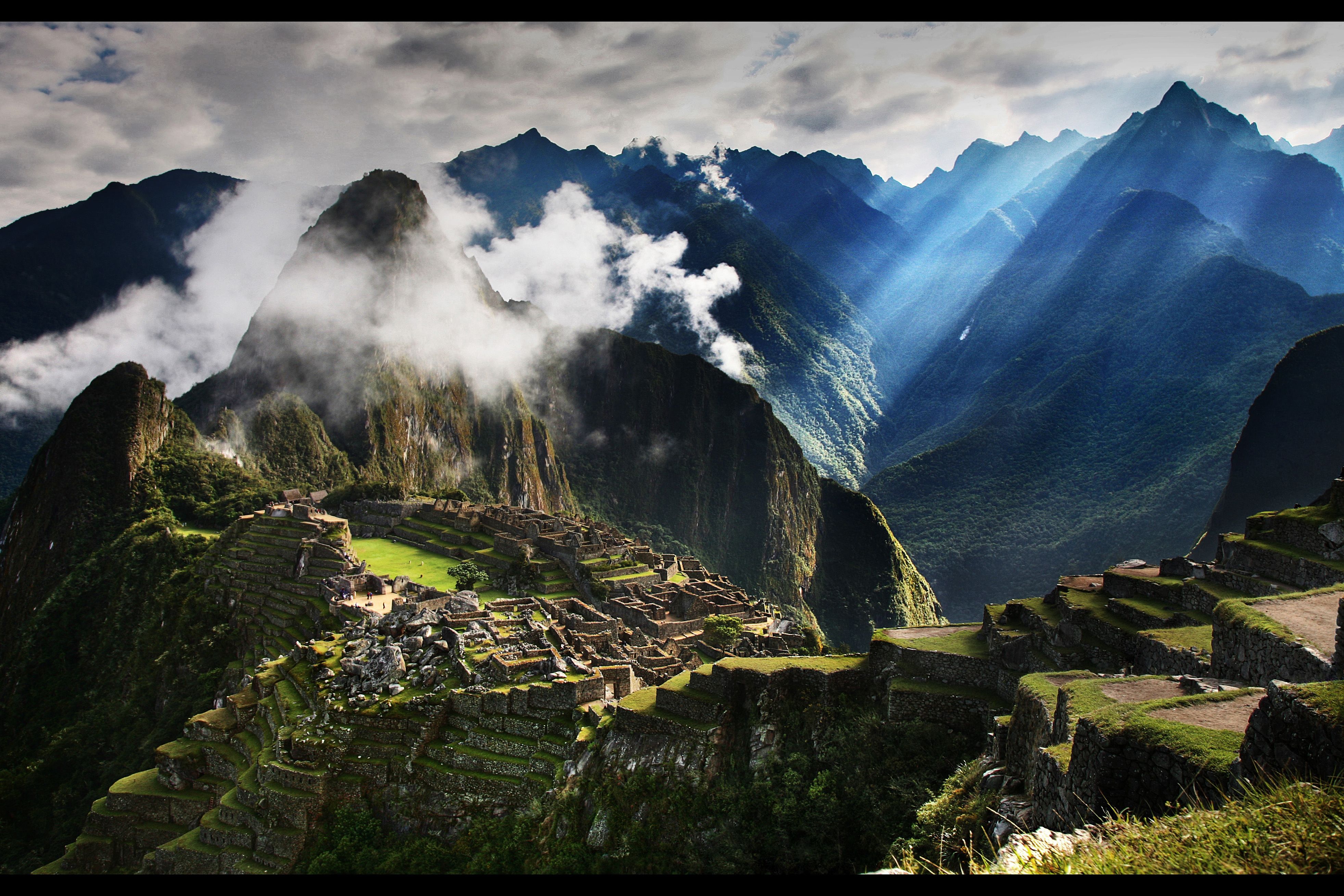 mountains, clouds, landscapes, nature, buildings, Machu Picchu