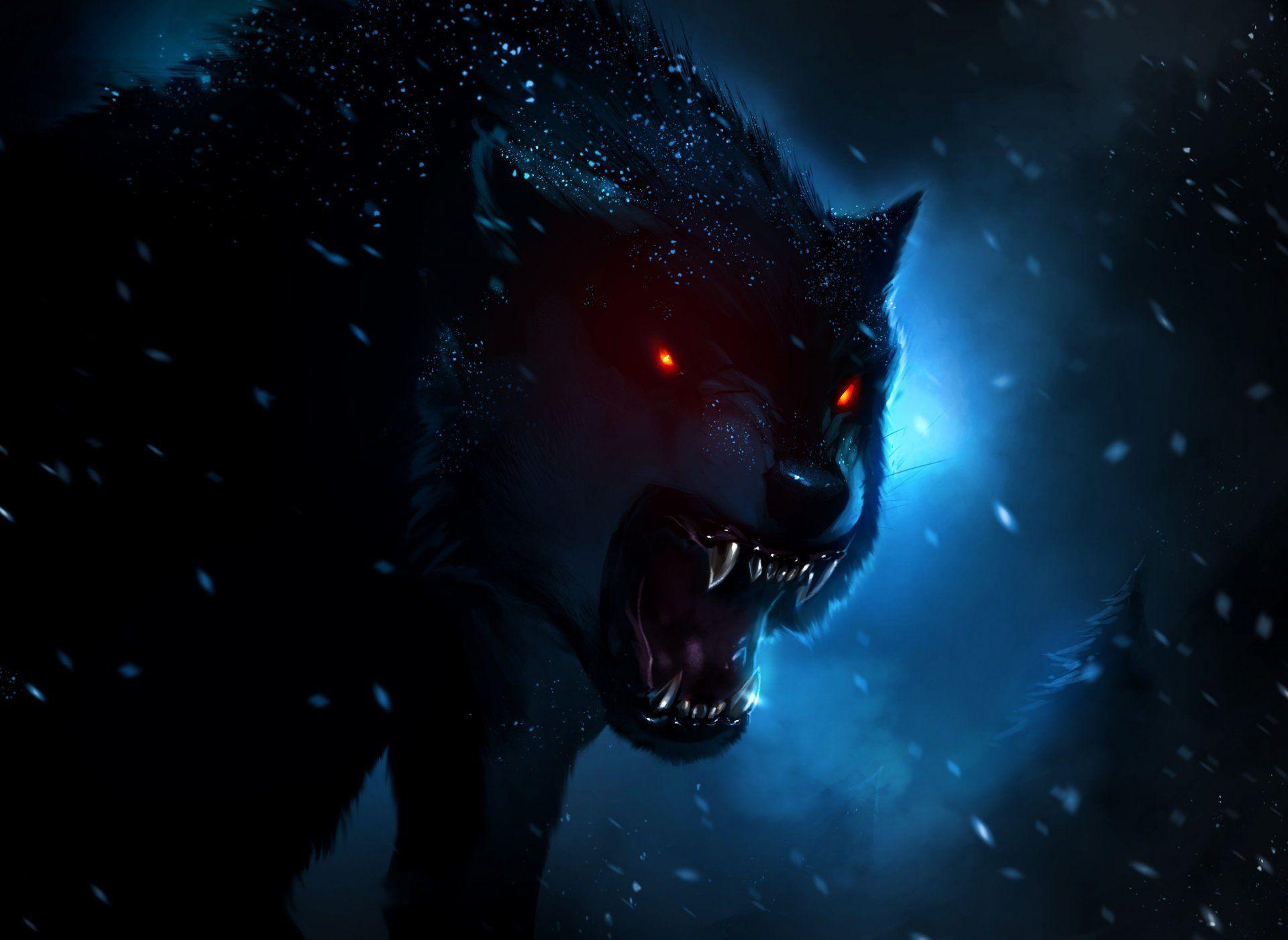 evil hunter dark night art wolf HD wallpaper