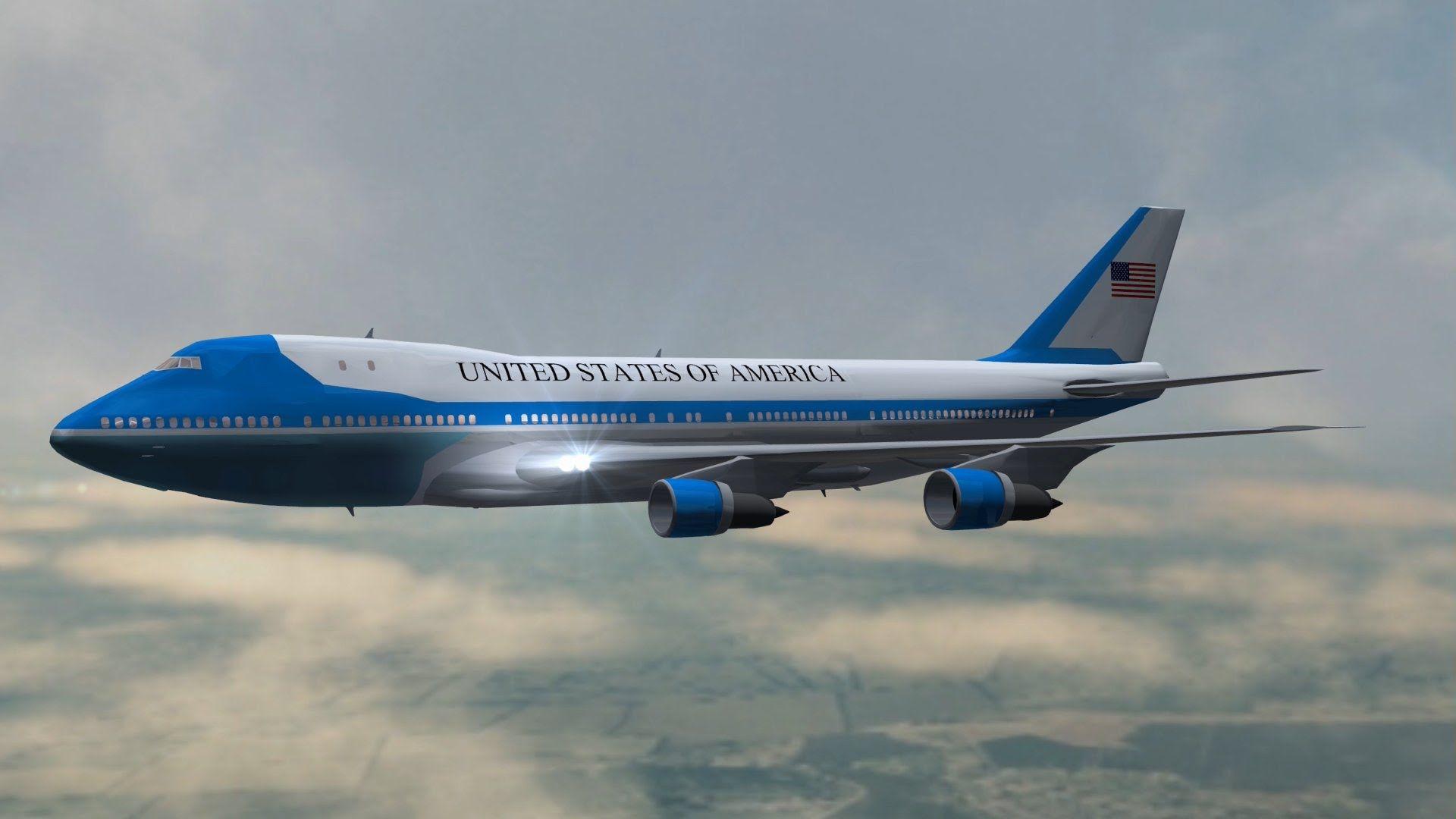 Air Force One President Airplane Boing in fly up