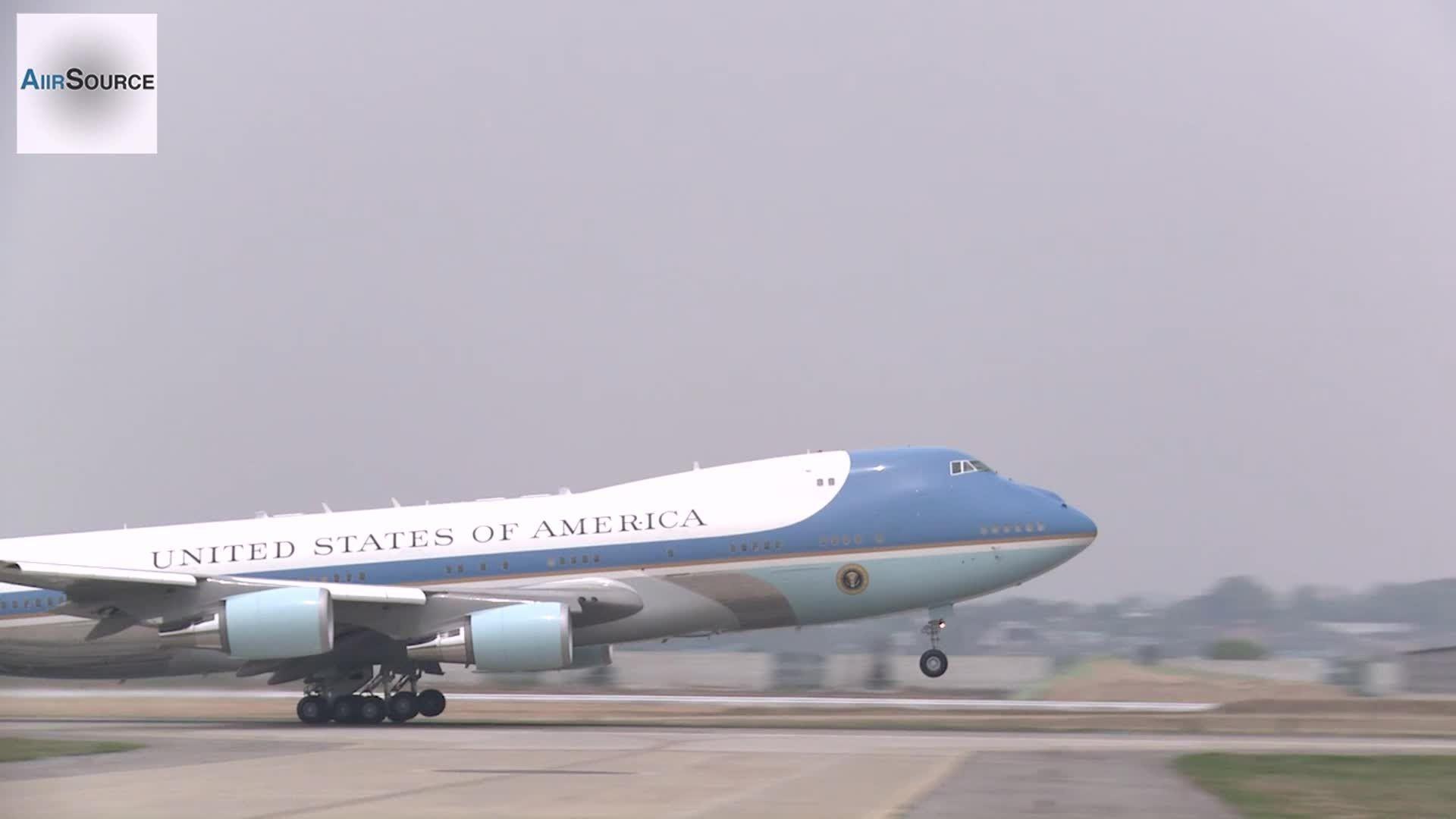 Air Force One Boeing 747 Takes Off At Osan Air Base, Korea