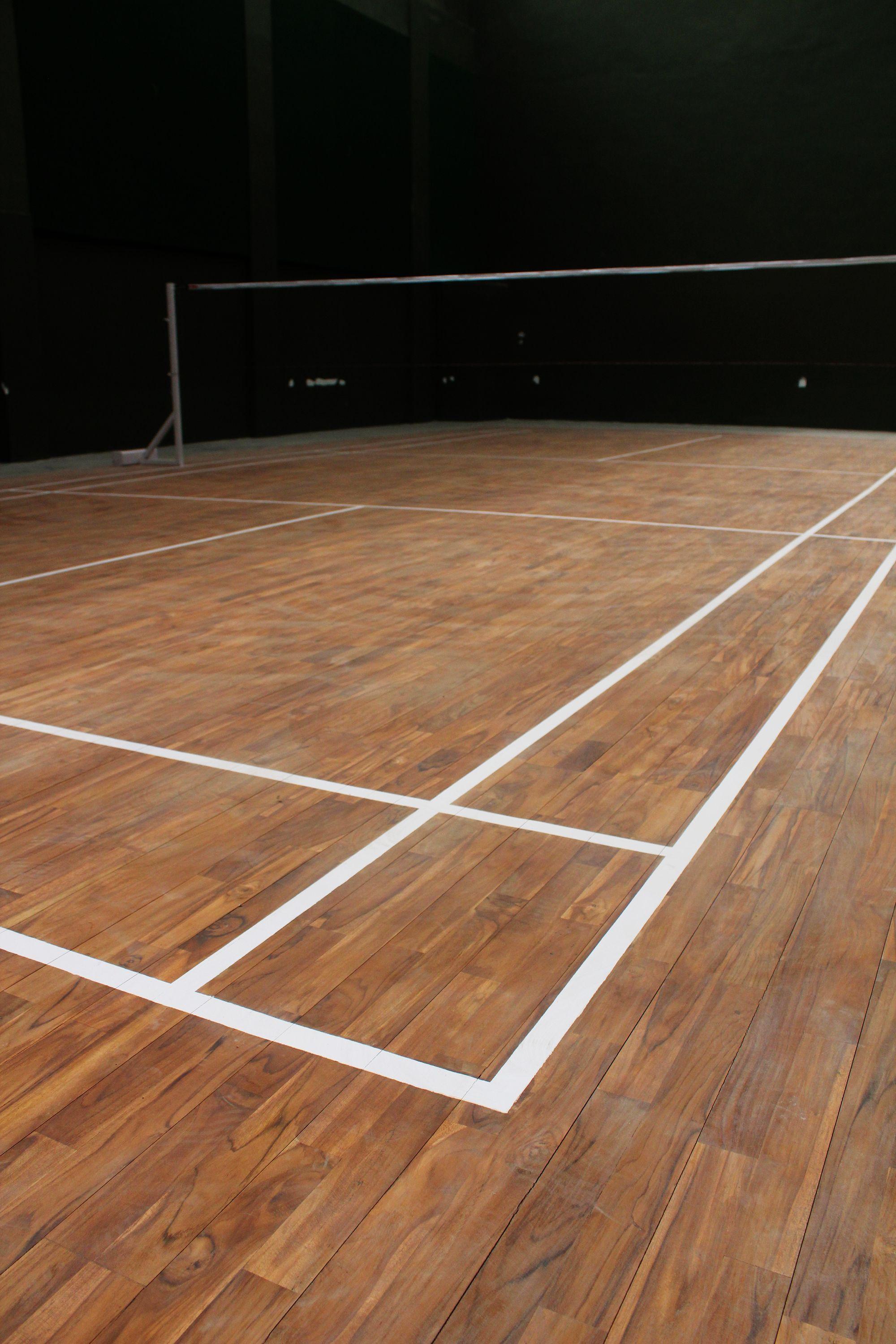 Empty Badminton Court With Wood Based Flooring Links
